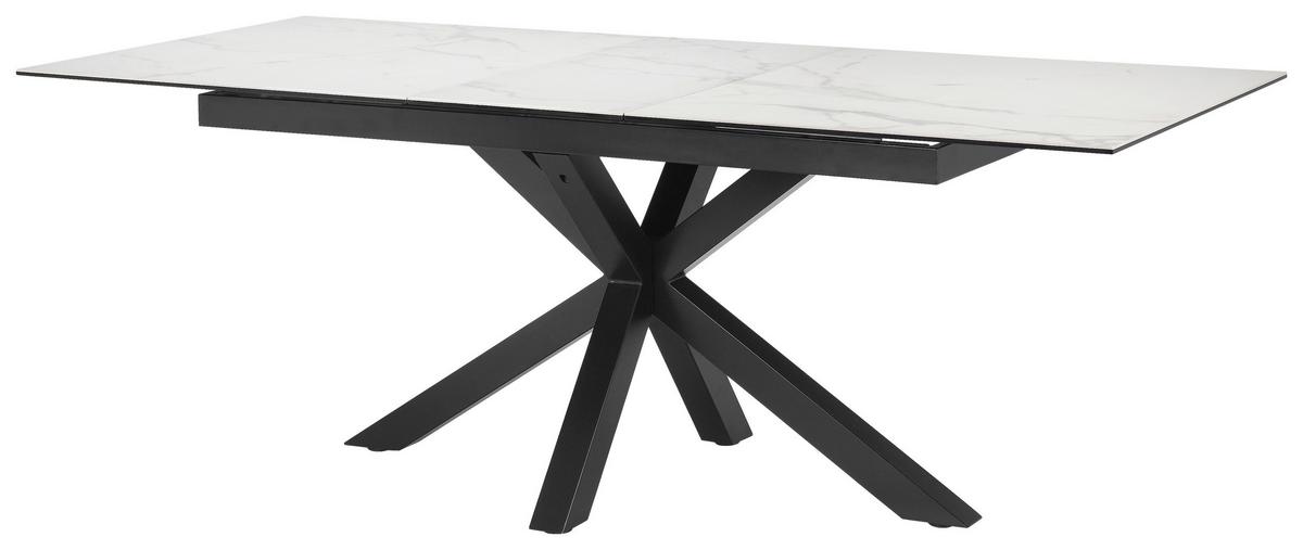 Esstisch Lotus Schwarz/Weiß L: 168-210 cm - Schwarz/Weiß, MODERN, Glas/Keramik (168-210/90/76cm) - MID.YOU
