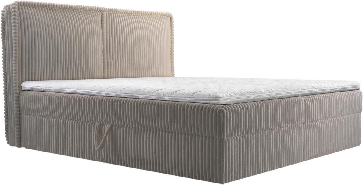 Boxbett Barcelona Lf: 180x200 Beigebraun - Beigebraun/Schwarz, MODERN, Holz/Kunststoff (180/200cm) - MID.YOU