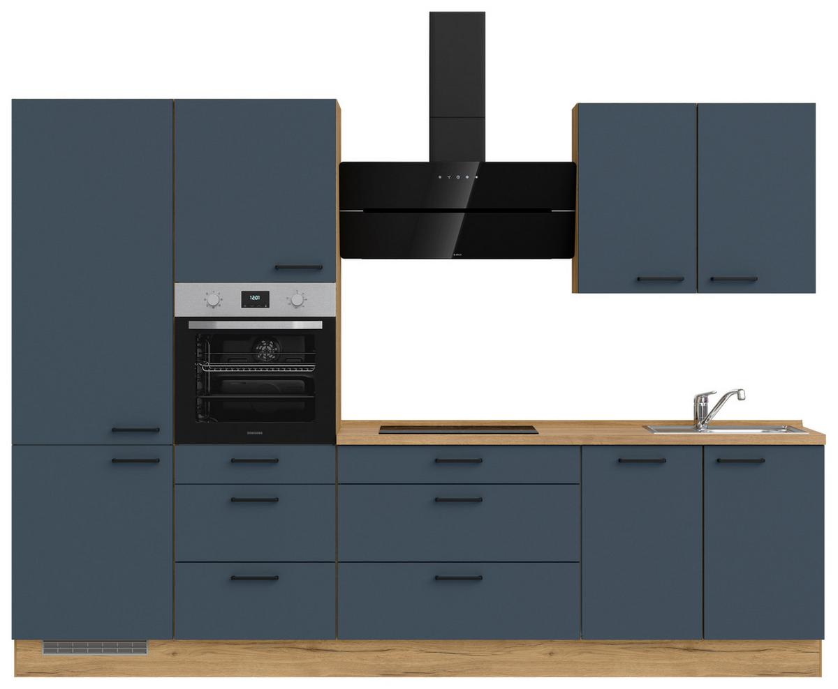 Küchenleerblock Easytouch High-Line, H4 Links - Blau/Eichefarben, MODERN, Holzwerkstoff (300cm) - Nobilia