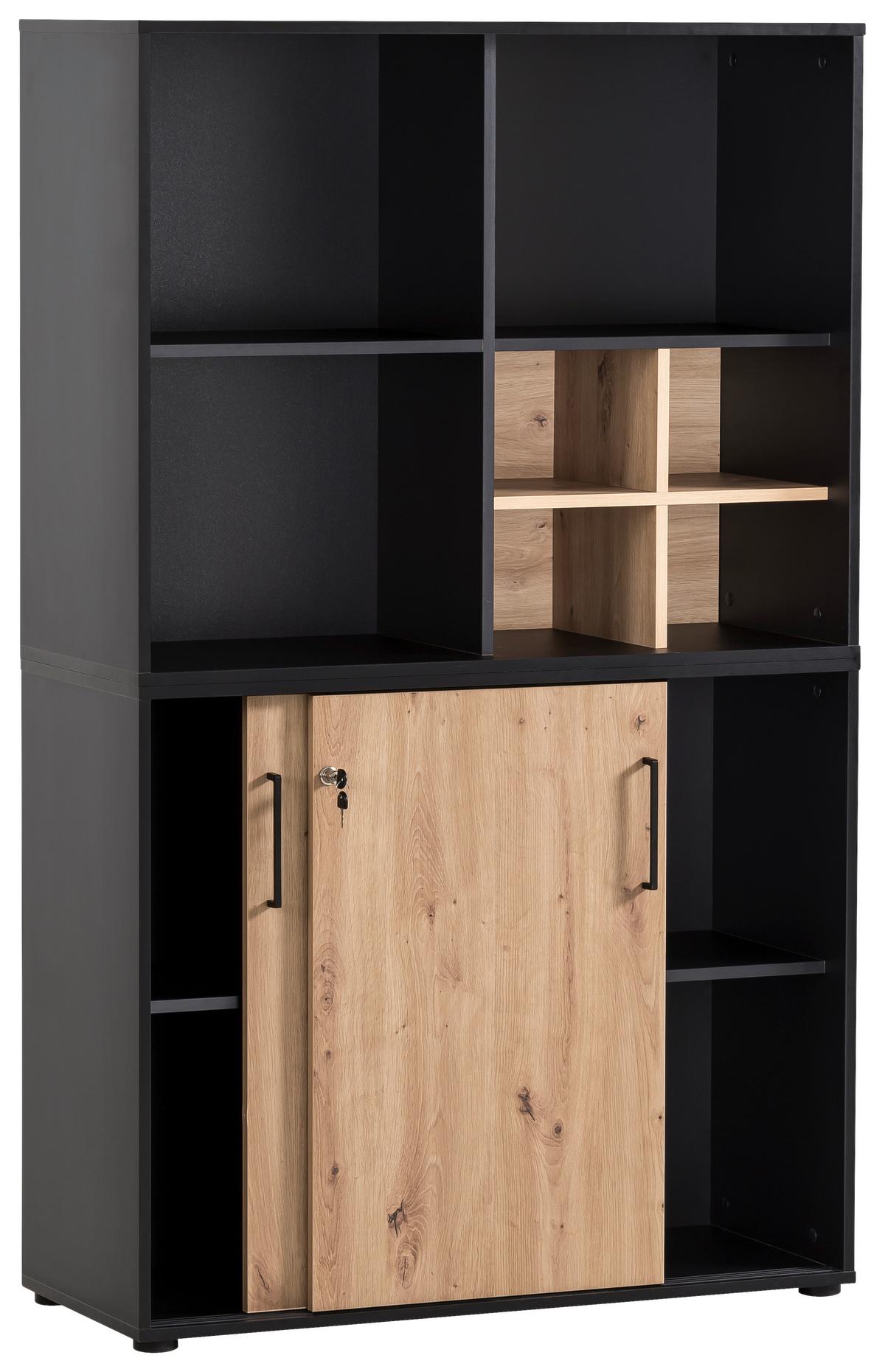 Aktenschrank Aino U 1000 St - Schwarz/Eiche Artisan, MODERN, Holzwerkstoff (100,1/83,6/41cm) - MID.YOU