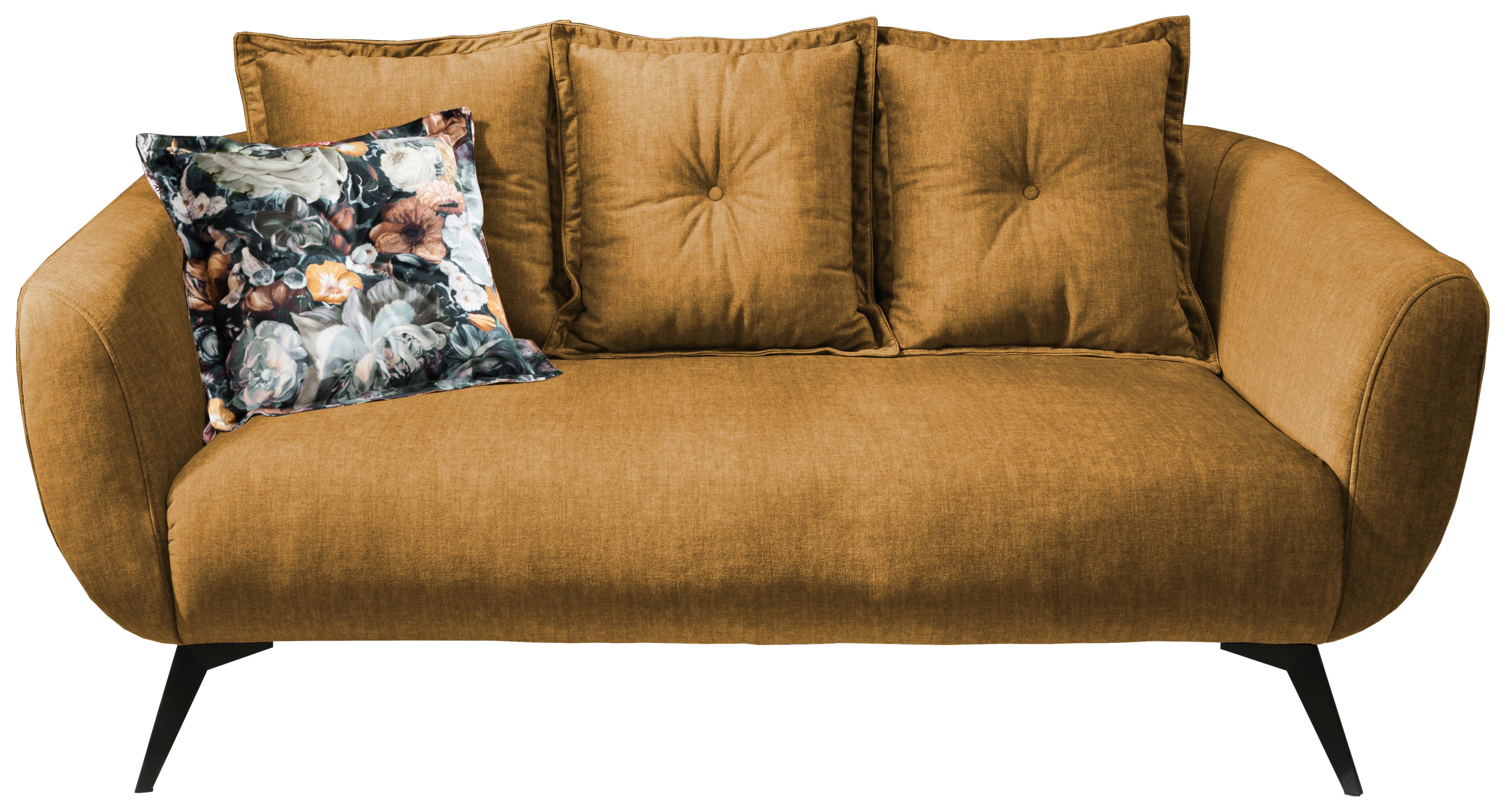2,5-Sitzer-Sofa Baggio mit Kissen Koralle - Gelb/Multicolor, MODERN, Holz/Textil (196/94/103cm) - Livetastic