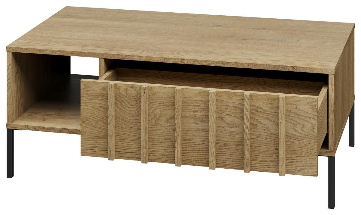 Couchtisch Louisiana Eichefarben L: 100cm - Eichefarben/Schwarz, Design, Holz/Metall (100/55/40cm) - MID.YOU