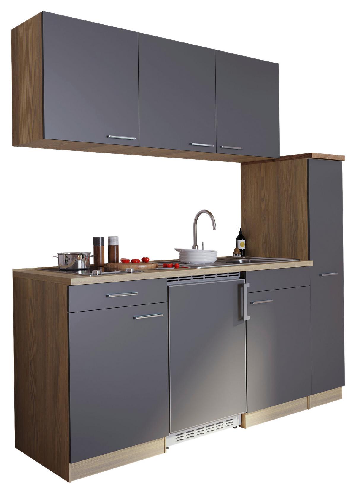 Küchenblock Luis Singleküche 180 cm - Eichefarben/Grau, Basics, Holzwerkstoff (180cm) - Respekta