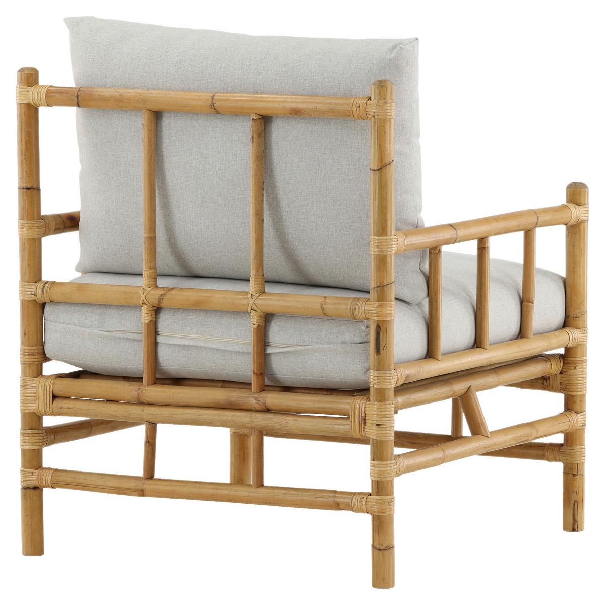 Loungesessel Cane Bambus/Rattan mit Kissen - Hellbraun, KONVENTIONELL, Holz/Textil (78/88/77cm) - Gardenson