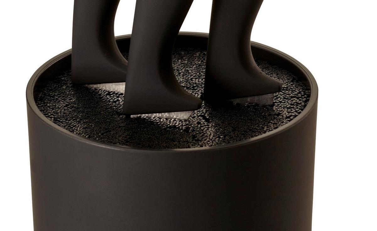 Messerblock Schwarz/Silbern Kunststoff 4-teilig - Silberfarben/Schwarz, Basics, Kunststoff (11/22cm) - Echtwerk