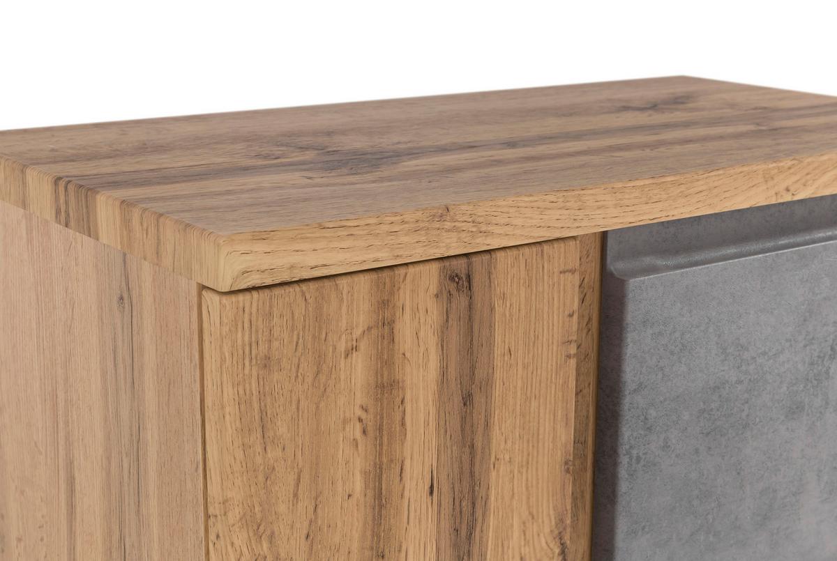 Badezimmer Unterschrank Varese BxH 65x79 cm Grau/ Eiche Dekor - Eiche Wotan/Hellgrau, MODERN, Holzwerkstoff (65/79/35cm) - Held