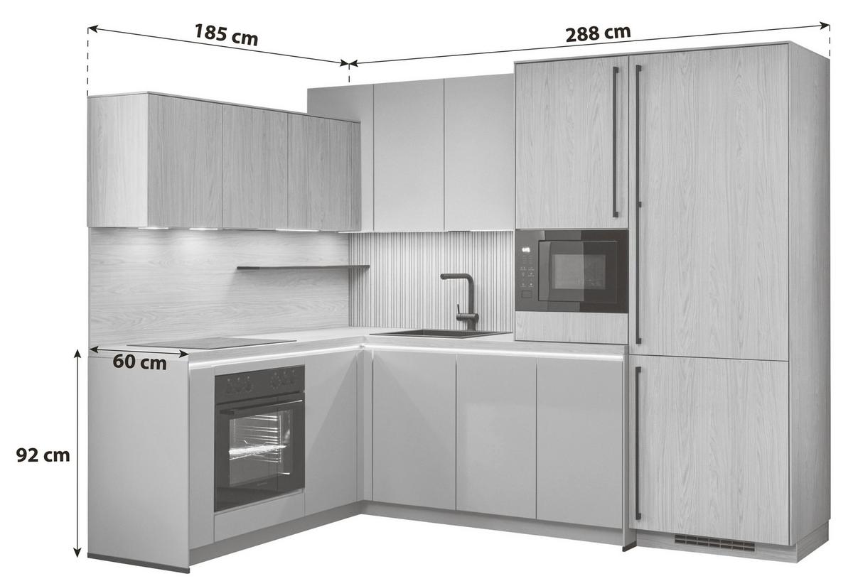 Eckküche Sidney/singapur - Sandfarben/Blau, Basics, Holzwerkstoff (185/288cm) - Vertico