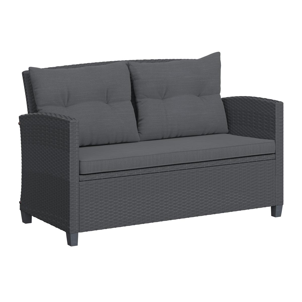 Loungegarnitur Nelson - Schwarz, MODERN, Glas/Kunststoff - Beldano