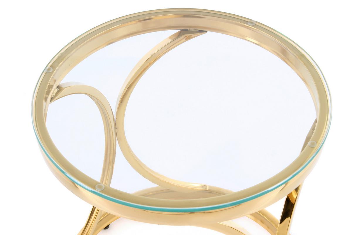 Beistellitsch mit Glasplatte Weyda, Gold/Klar - Klar/Goldfarben, Basics, Glas/Metall (40/42/40cm) - Kayoom