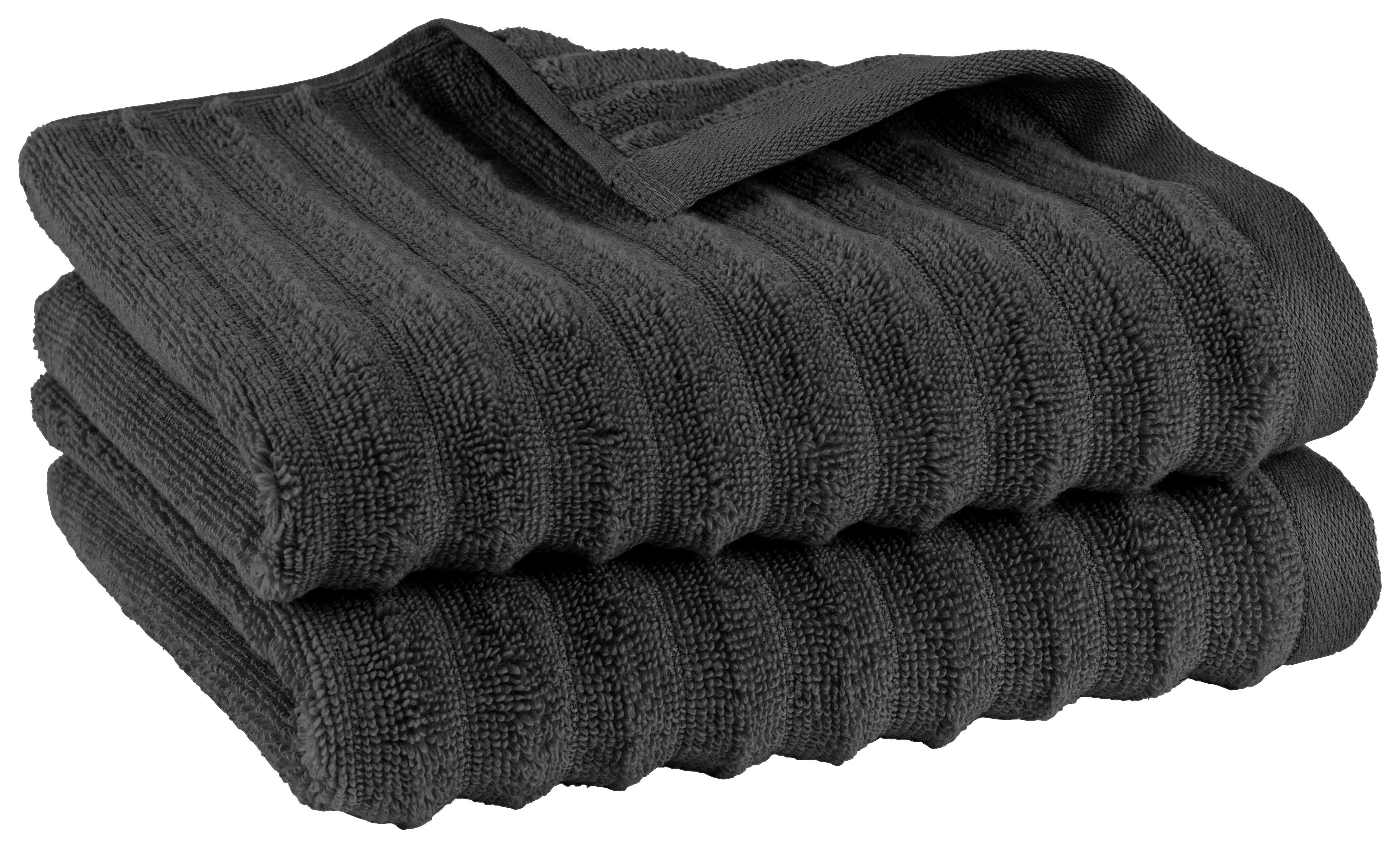 HANDTUCHSET Welle 2er Set Schwarz - Schwarz, Basics, Textil (50/100cm)
