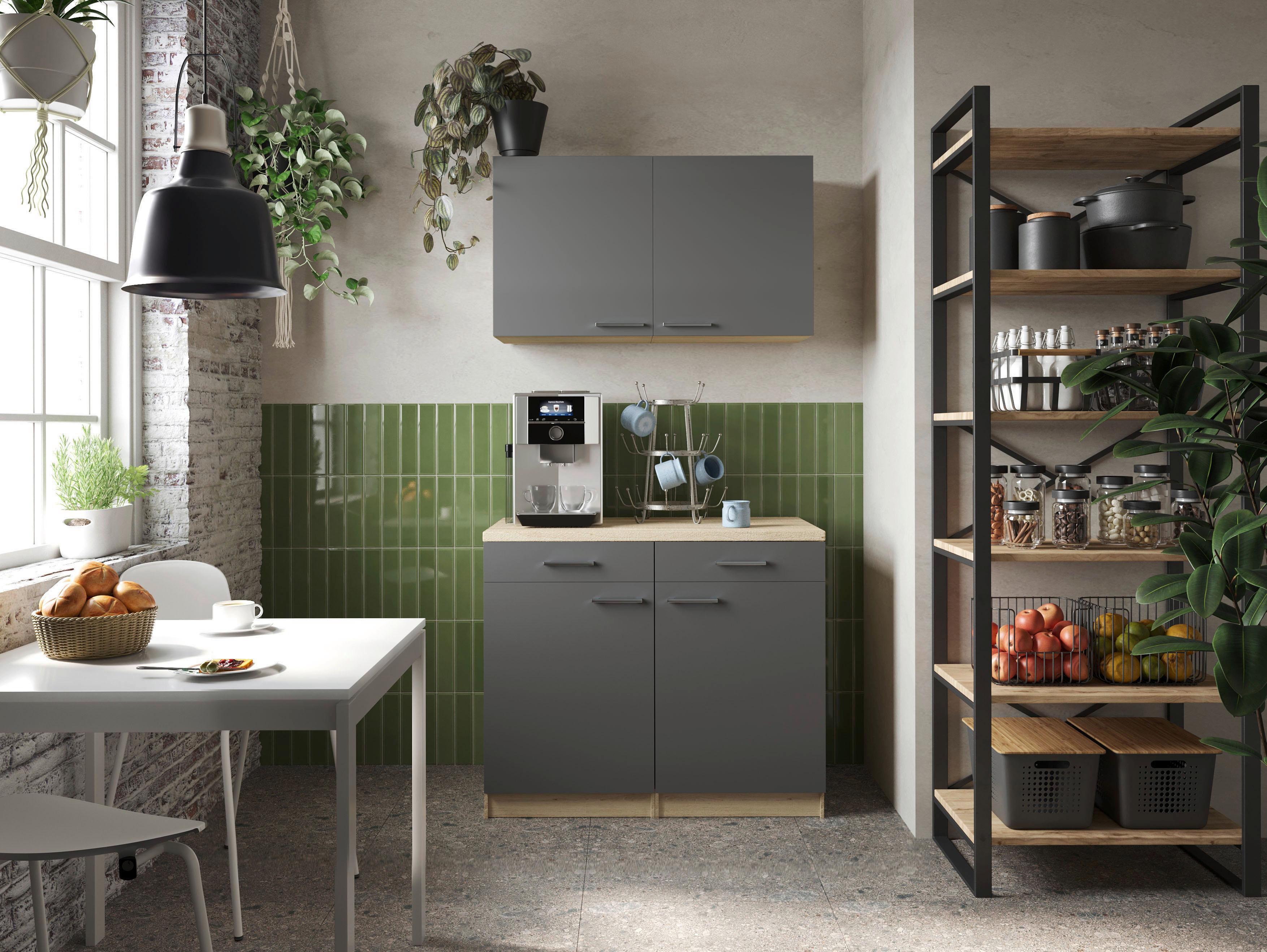 Buffet Merle Grau/Eiche Dekor B:100cm - Eichefarben/Grau, Basics, Holzwerkstoff (100/200/60cm) - Respekta