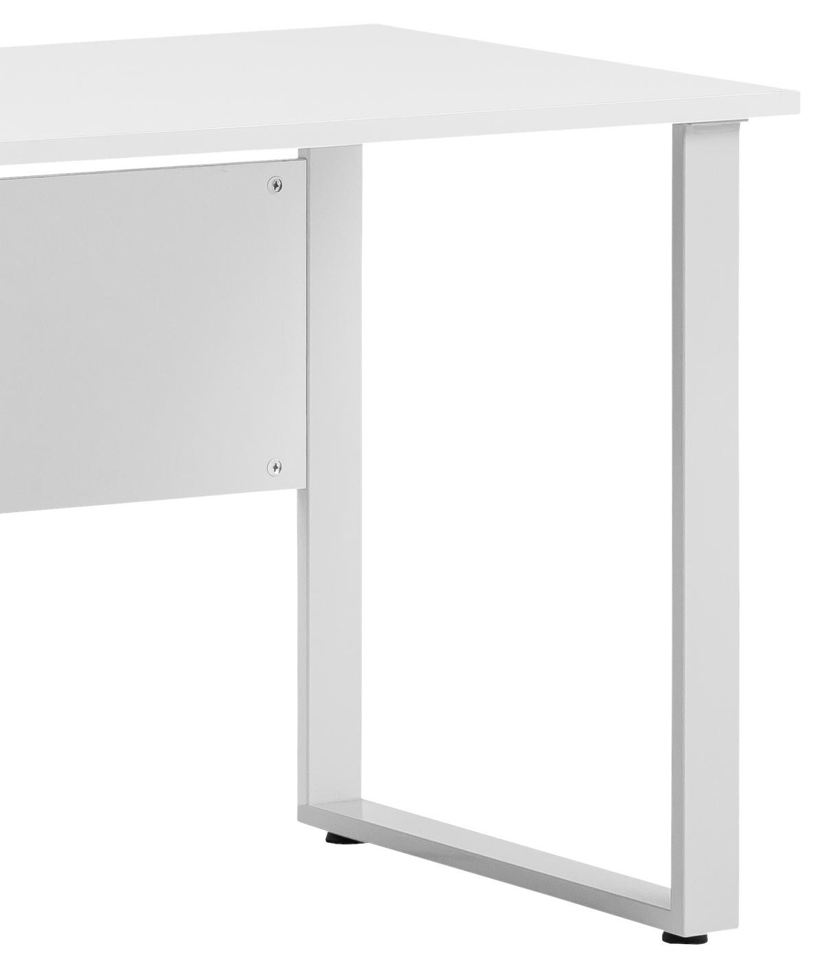 Schreibtisch B 160cm H 73,2cm Serie 1500, Hellgrau - Hellgrau/Alufarben, KONVENTIONELL, Holzwerkstoff/Metall (160/75/73,2cm) - MID.YOU