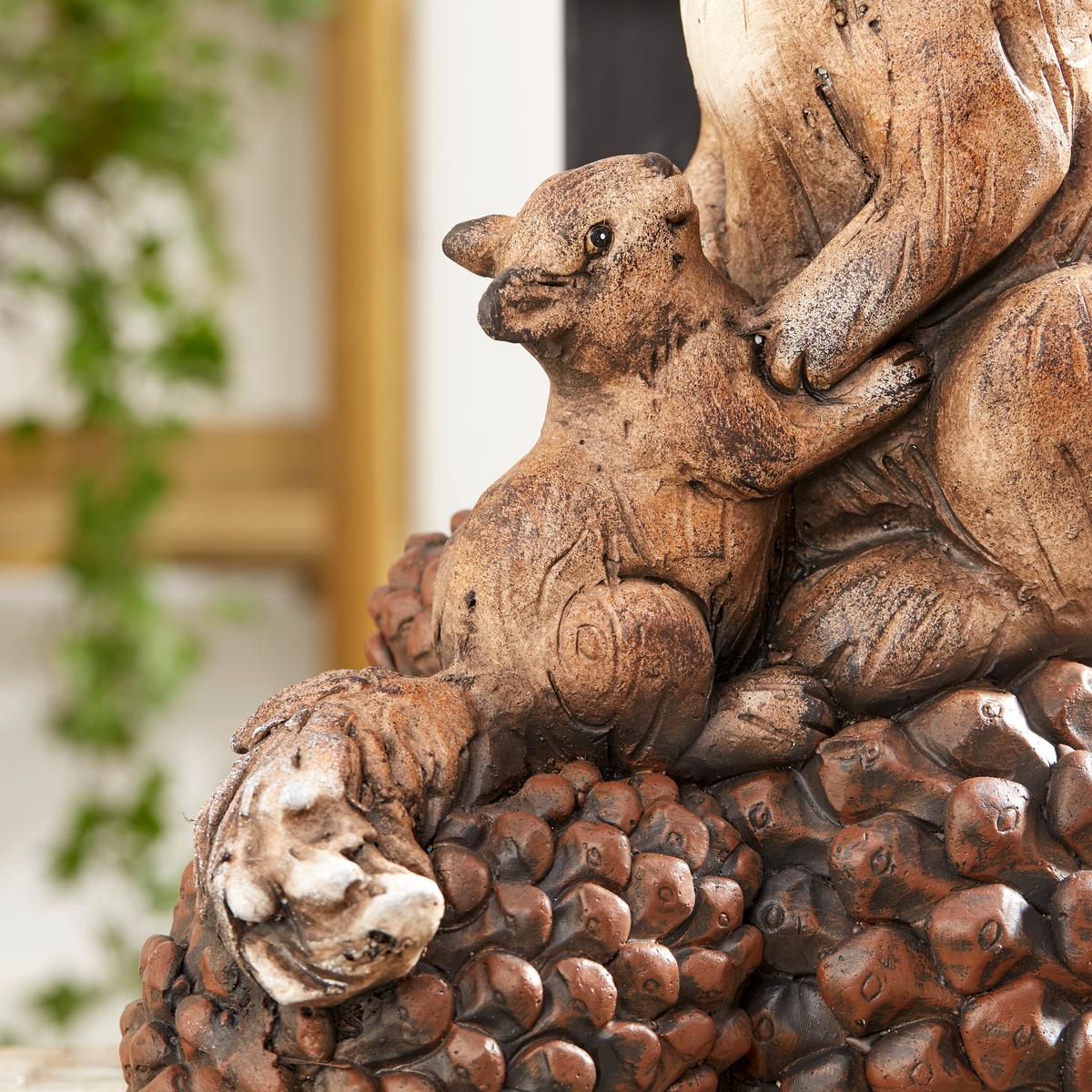 Dekofigur Eichhörnchen H: 37,7 Cm Naturstein Für Indoor - Braun, KONVENTIONELL, Stein (32,3/19/37,7cm) - Ondega