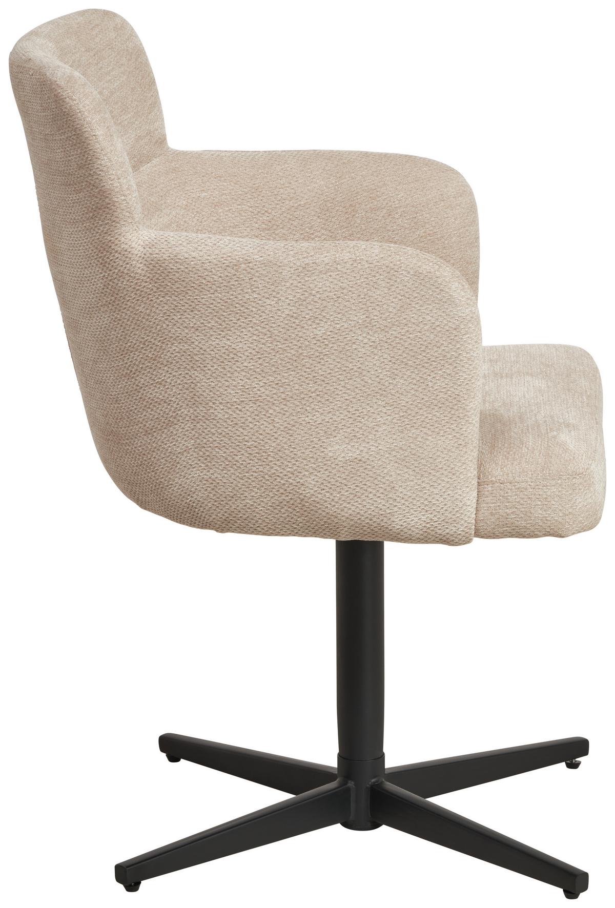 Armlehnstuhl Matteo Webstoff Beige, B: 58,5 cm - Beige/Schwarz, KONVENTIONELL, Holz/Textil (58,5/85/63cm) - Livetastic