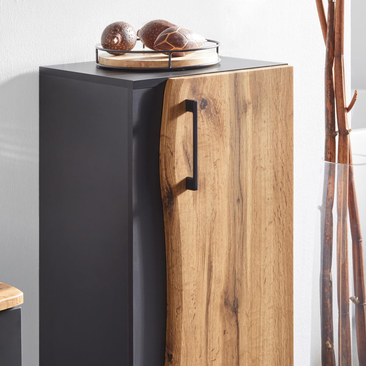 Vysoká skříňka TIMBER -EXKLUSIV- - Moderní, kov/kompozitní dřevo (40/194/35cm) - Premium Living