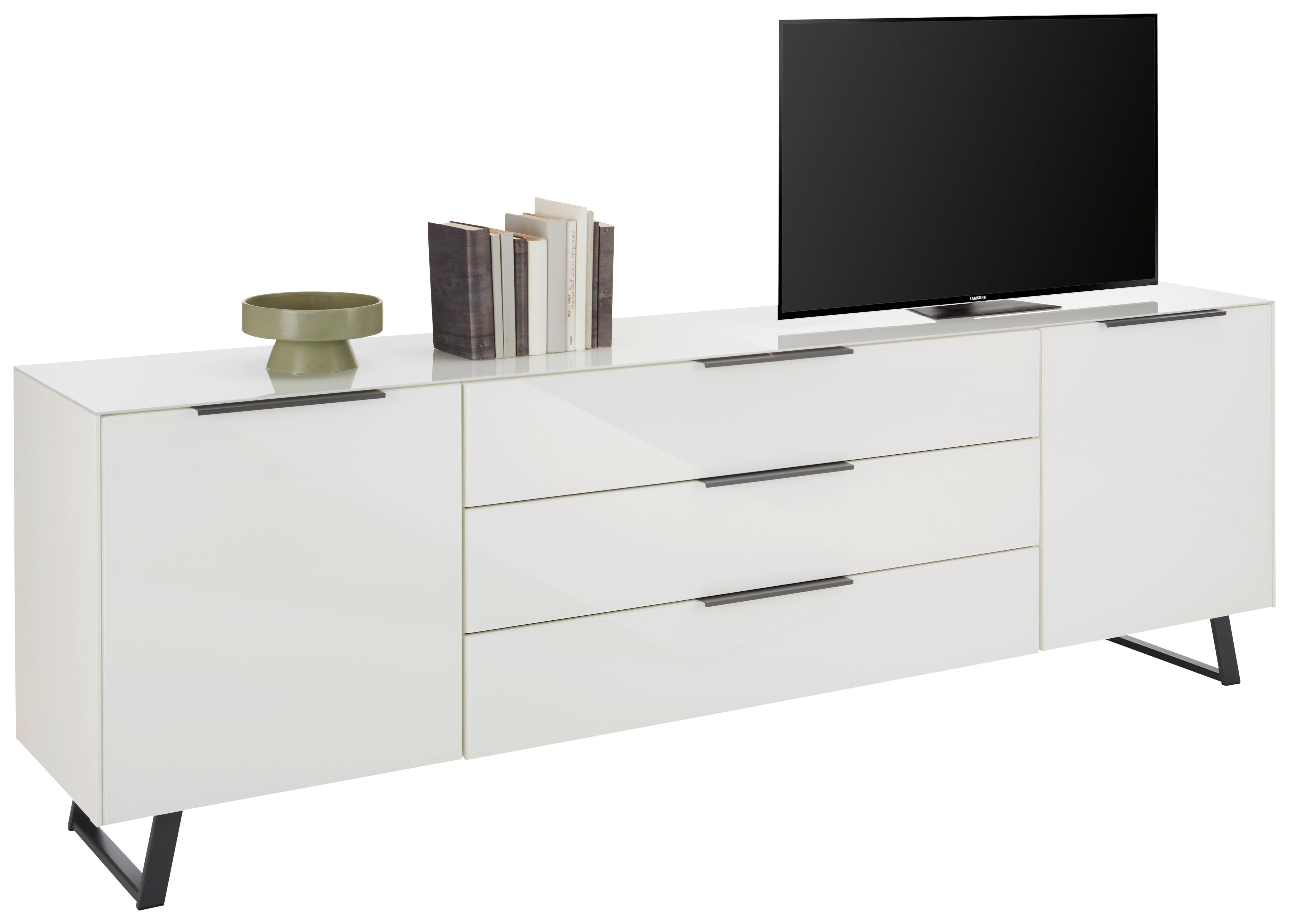 Nízka Komoda Max Box, Biela - čierna/biela, Moderný, kov/kompozitné drevo (235/63/45cm) - Premium Living