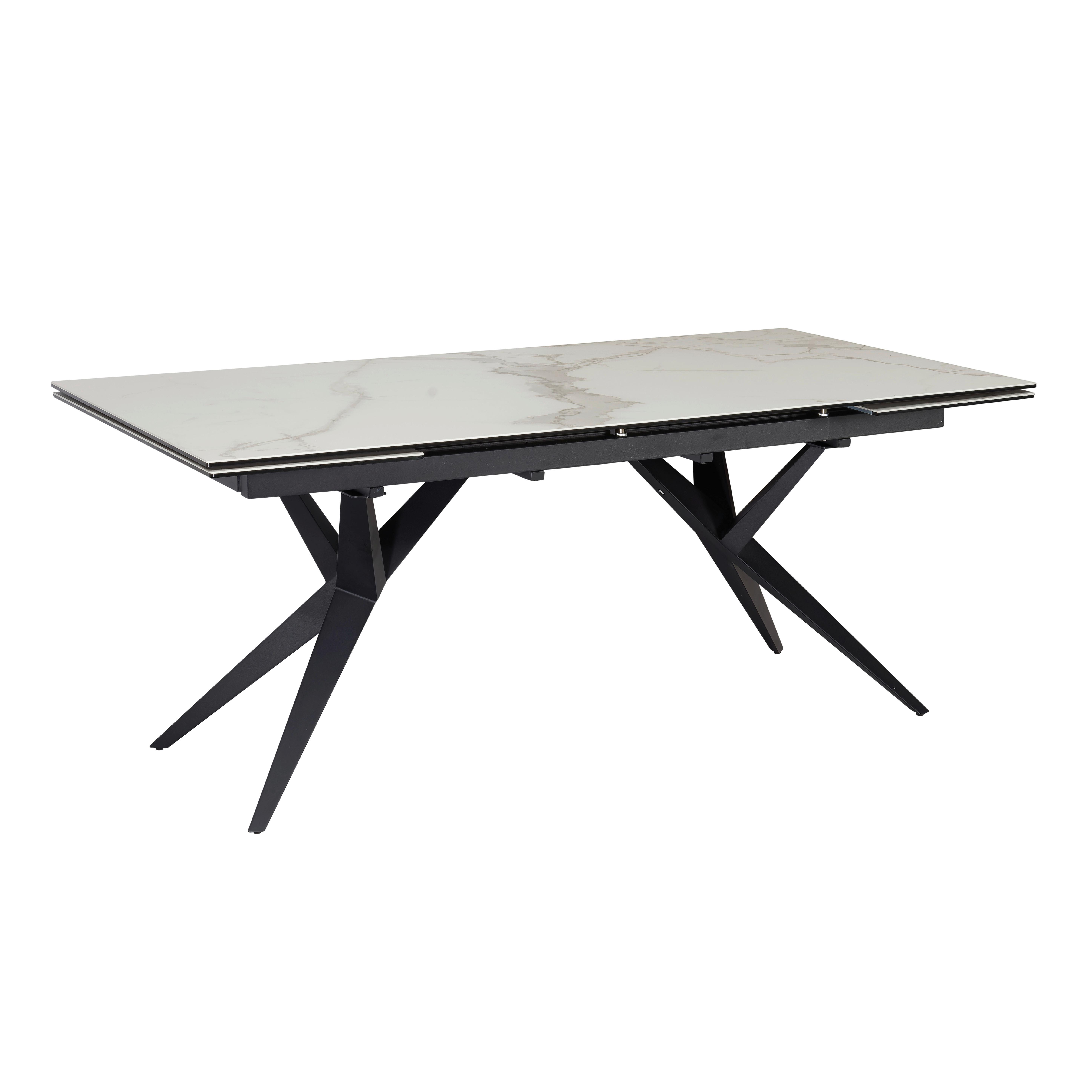 Esstisch Weiß L: 180 cm - Schwarz/Weiß, Design, Keramik/Metall (180/95/76cm) - MID.YOU