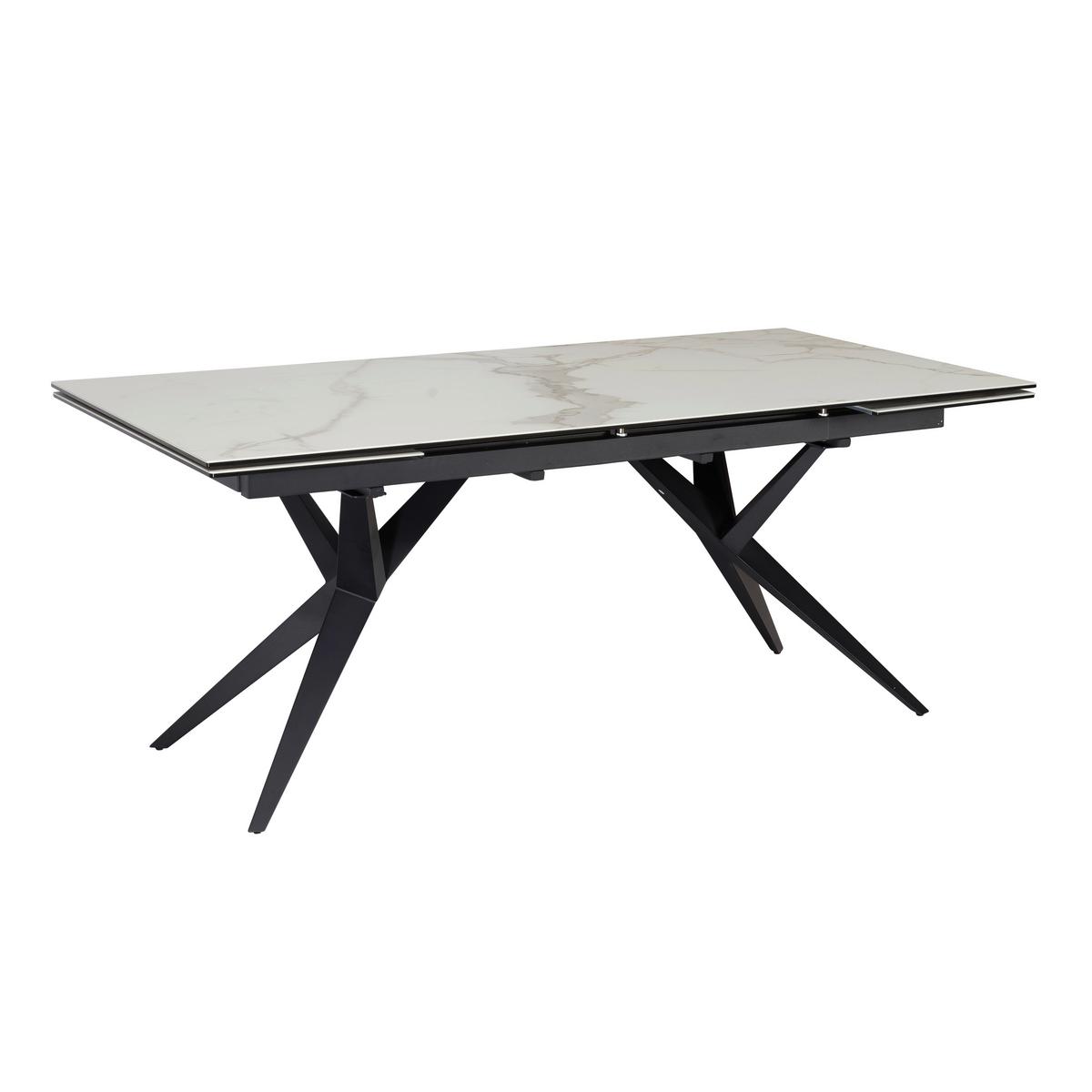 Esstisch Weiß L: 180 cm - Schwarz/Weiß, Design, Keramik/Metall (180/95/76cm) - MID.YOU