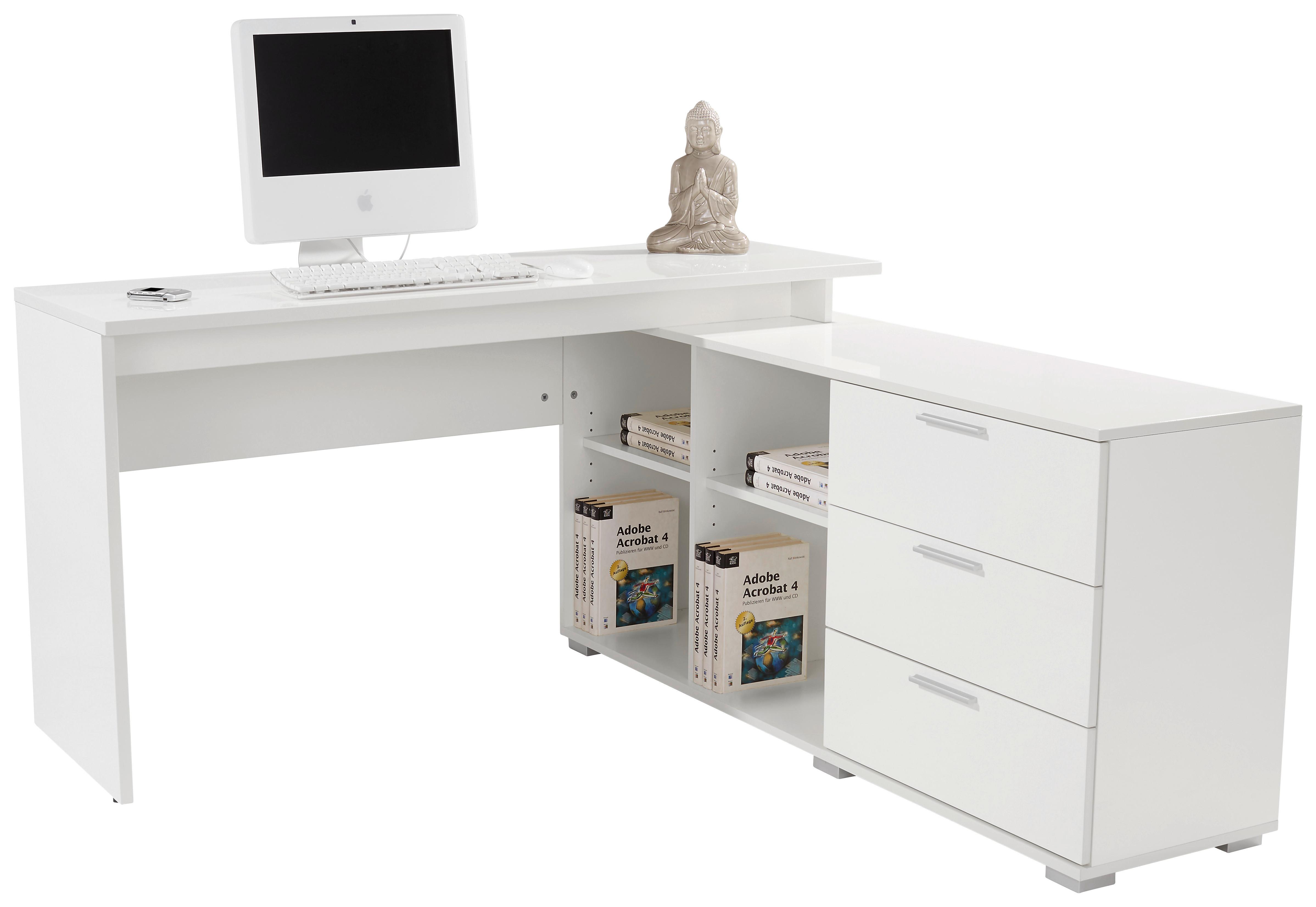 Schreibtisch + Stauraum B 145 cm H 75cm Wien II New, Weiß - Weiß, MODERN, Holzwerkstoff (145/75/144,5cm)