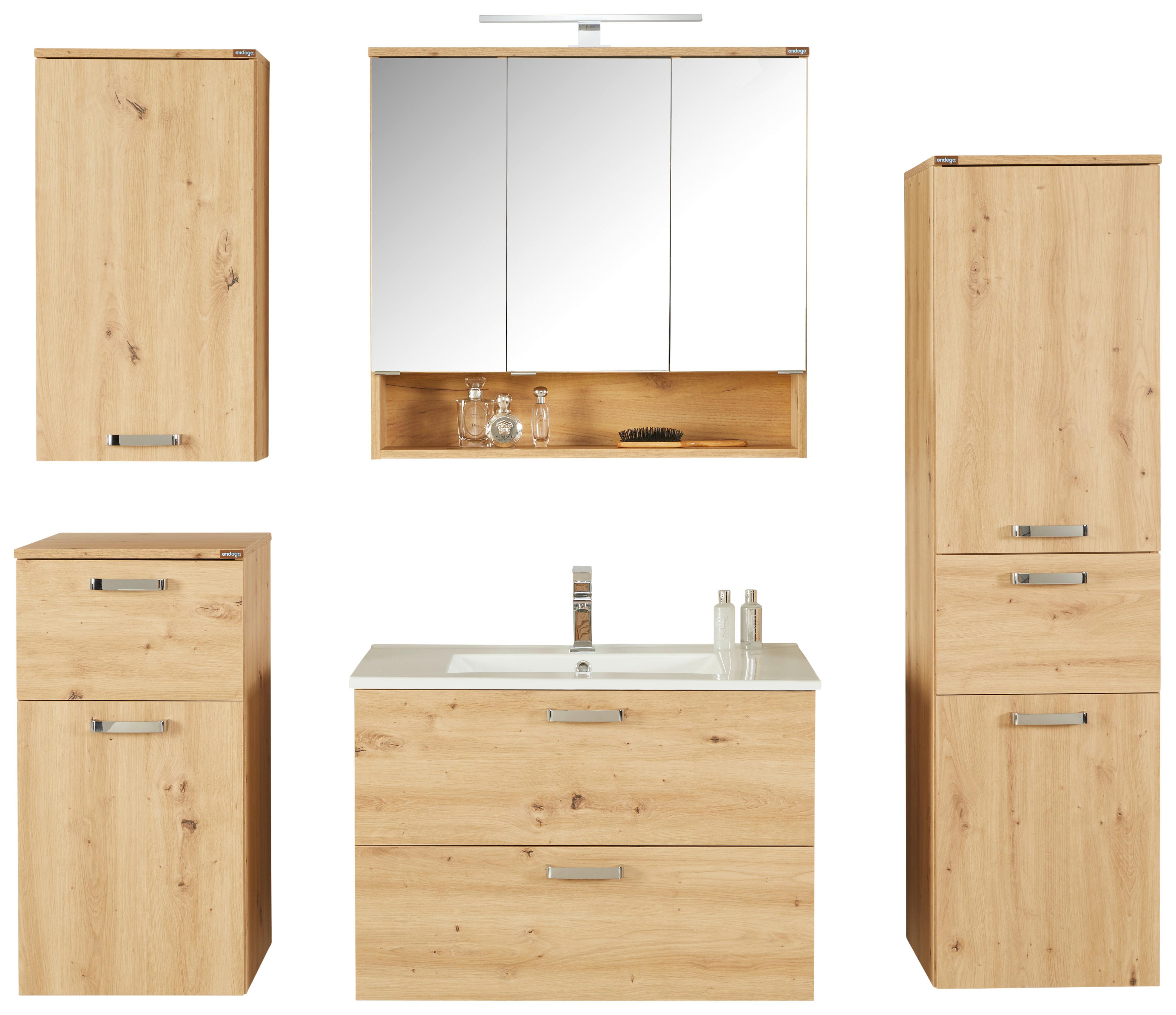 Badezimmer Fresh Eiche Dekor B: 161 cm - Eiche Artisan/Weiß, KONVENTIONELL, Holzwerkstoff (161/168,5/46,5cm) - Ondega