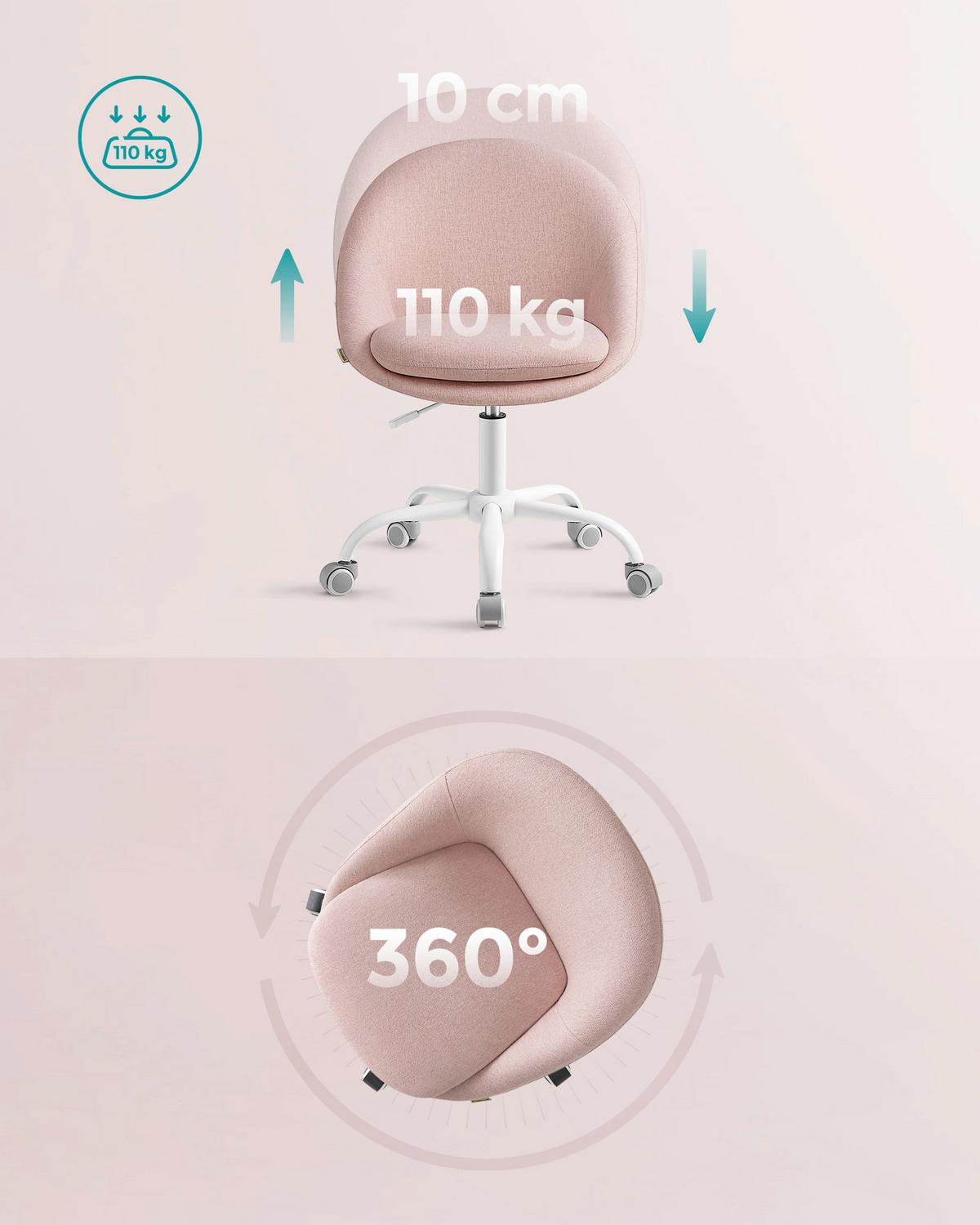 Drehstuhl Rosa B: 60cm - Pink/Weiß, Basics, Textil/Metall (60/83/60cm)