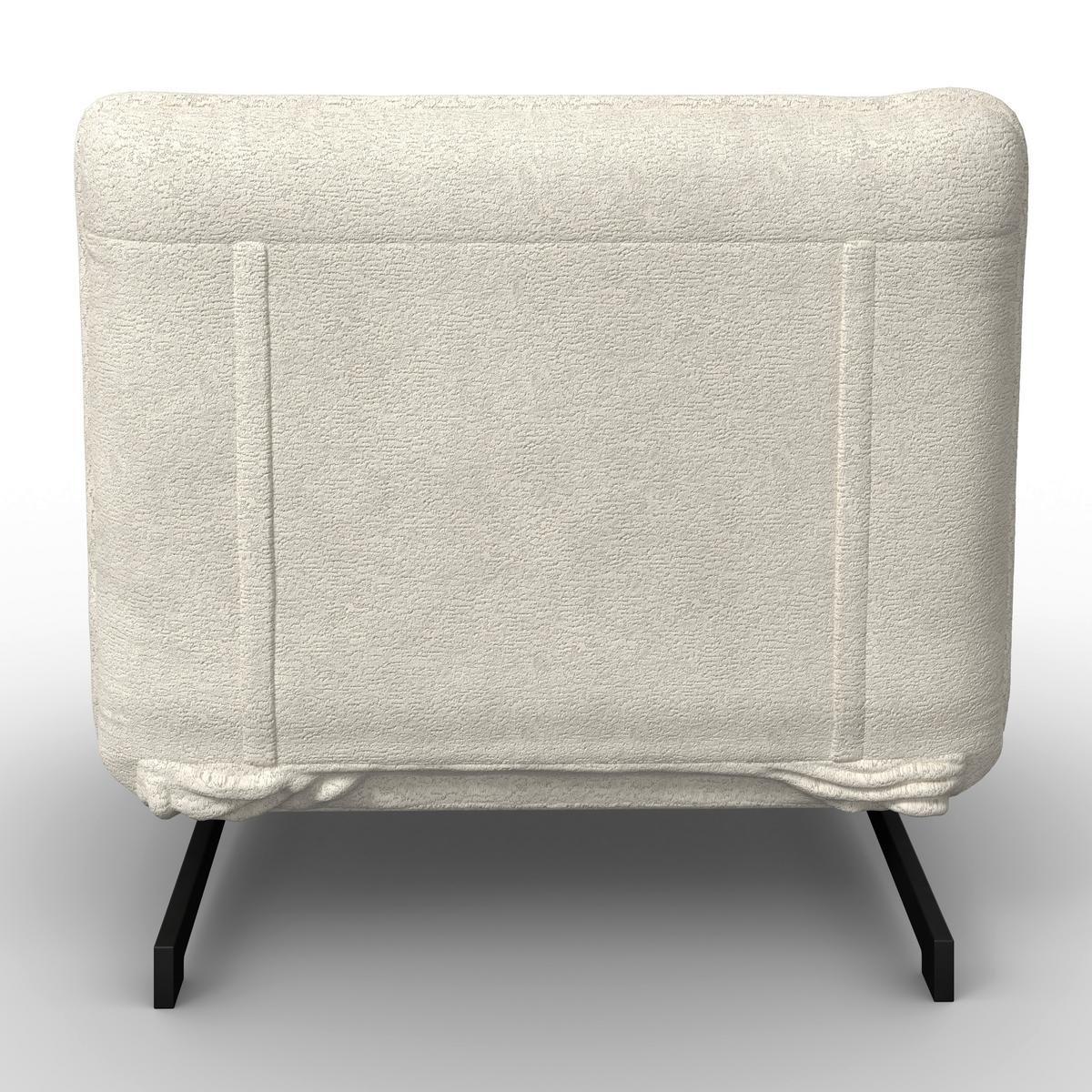 Rozkladacie kreslo LUNA, biele buklé, max.120 kg - čierna/biela, Modern, kov/textil (92/40/66cm) - Bessagi Home