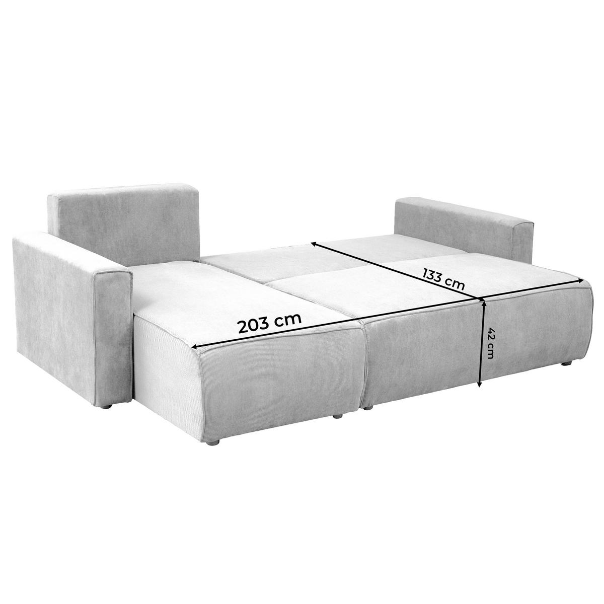 Ecksofa Potaro Feincord grau, S: 238x148cm - Schwarz/Grau, Trend, Holz/Kunststoff (238/148cm)