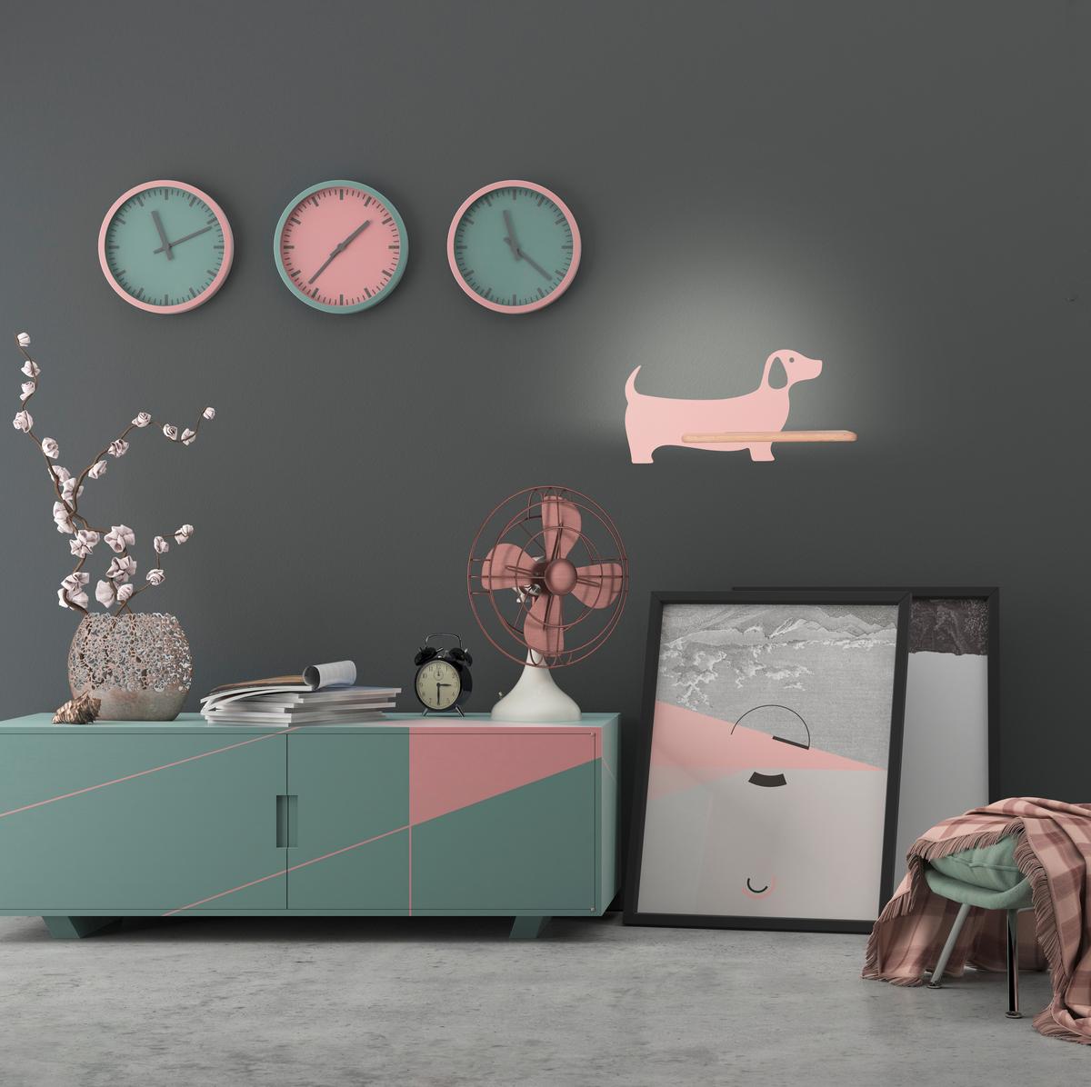 Kinderwandleuchte 21-00989 Dog - Pink, KONVENTIONELL, Holz/Holzwerkstoff (36.5/12/18.5cm)