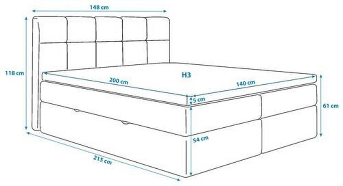 Boxbett Lorie Ii - Schwarz/Grau, MODERN, Holz/Holzwerkstoff (140/200cm) - MID.YOU