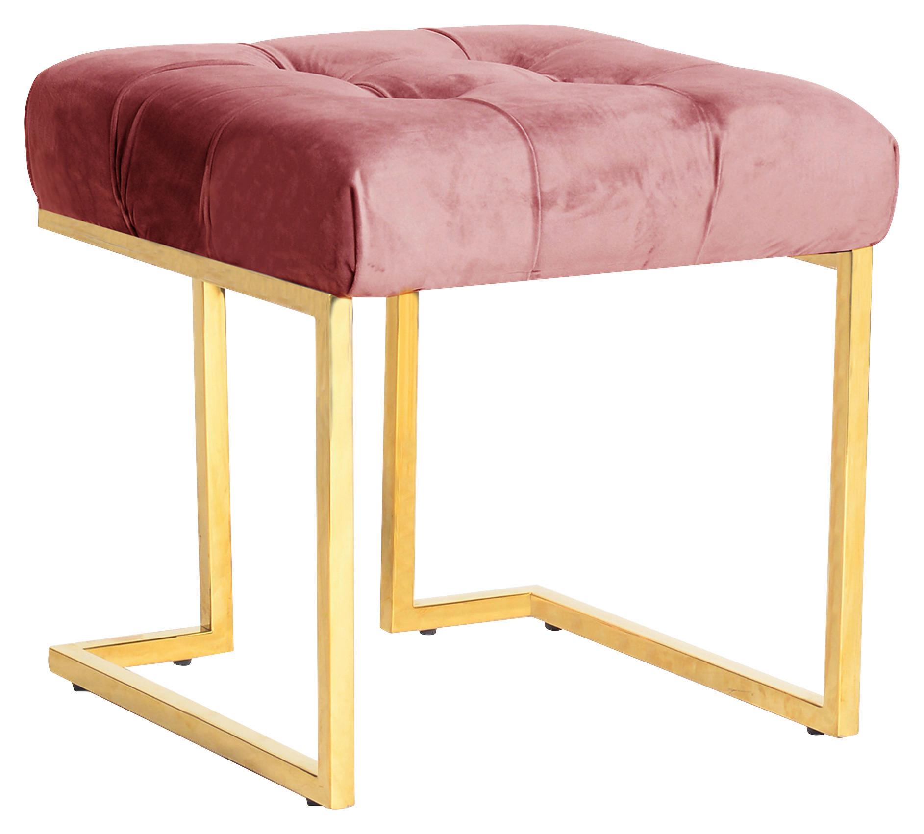 Hocker Rare 100 Altrosa B: 48 cm - Goldfarben/Altrosa, Design, Textil (48/48/48cm) - Kayoom