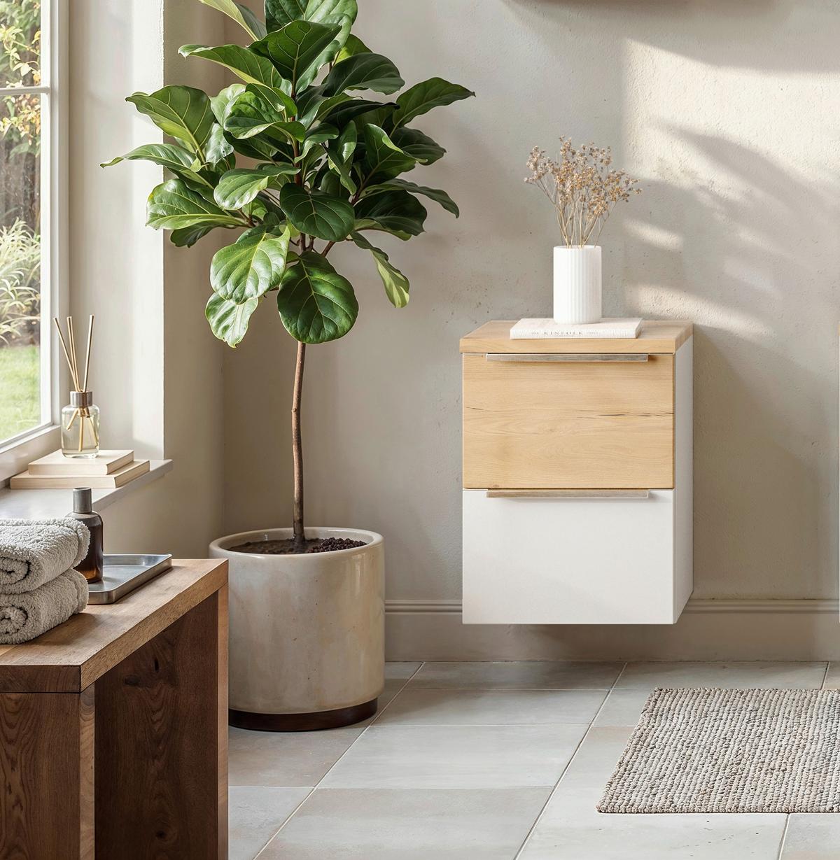 Unterschrank Verona Weiß/Wildeiche B: 40cm - Wildeiche/Weiß, Trend, Holzwerkstoff (40/54/35cm) - Held