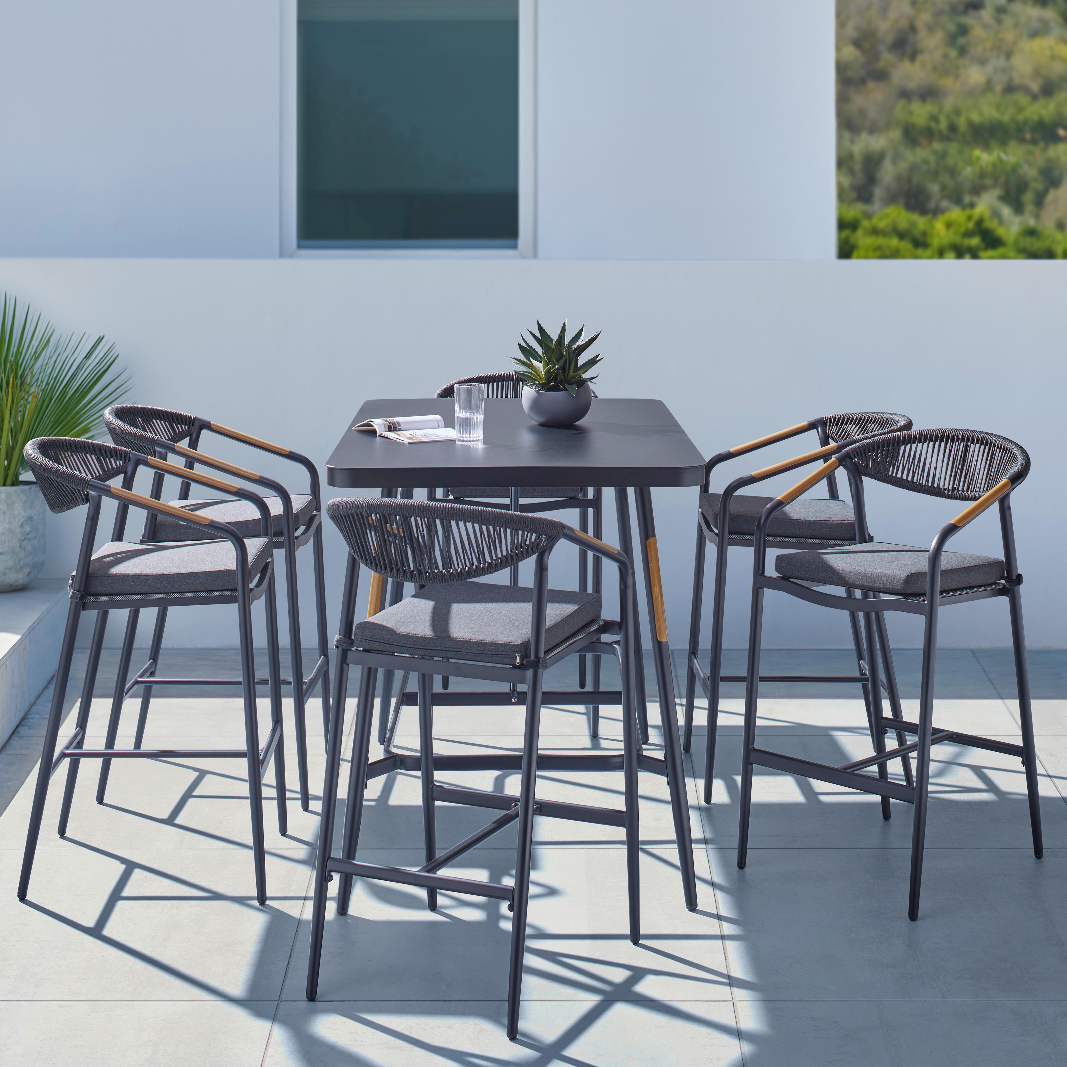 Záhradná Barová Súprava Allonso Čierna - prírodné farby/čierna, Moderný, kov/textil - Bessagi Garden