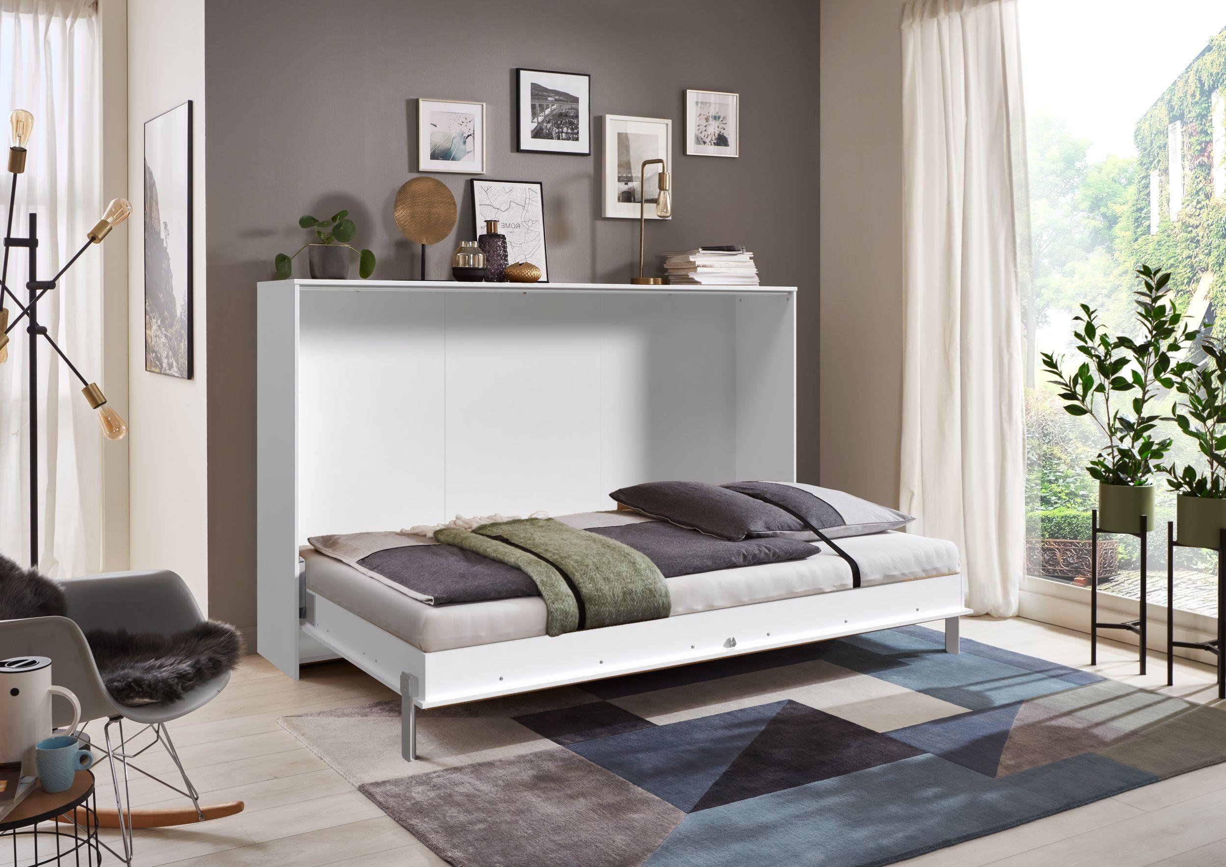 Schrankbett mit Lattenrost 120x200 Juist Weiß - Weiß, KONVENTIONELL, Holz/Holzwerkstoff (120/200cm) - MID.YOU