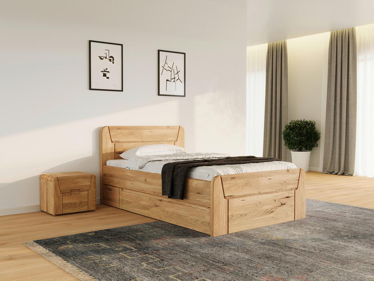 Bett Zeno Naturfarben /Wildeiche 100x200cm - Wildeiche/Naturfarben, MODERN, Holz (120/200cm) - MID.YOU