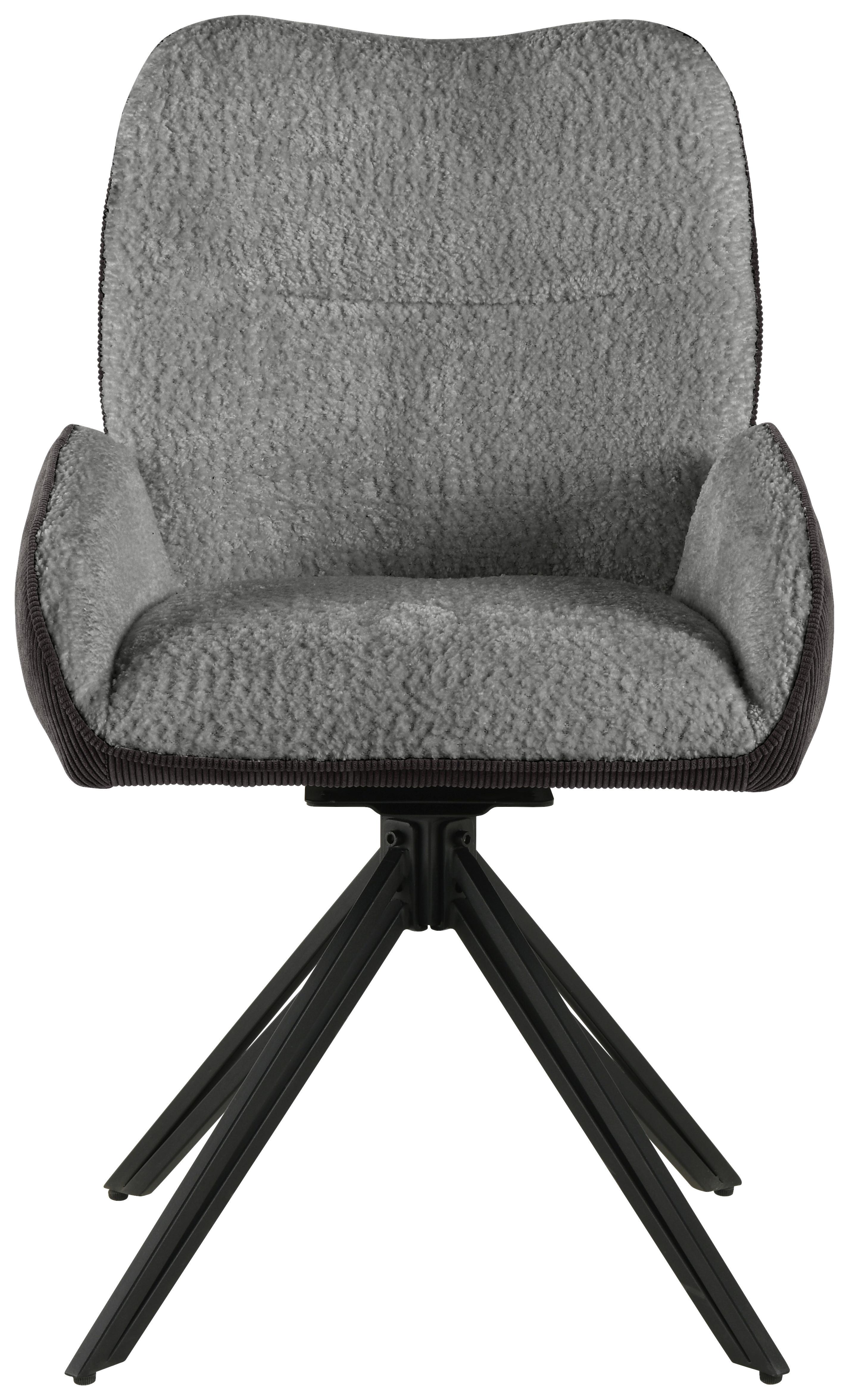 Armlehnstuhl Alessio - Schwarz/Grau, LIFESTYLE, Holz/Textil (54/87/62cm) - MID.YOU