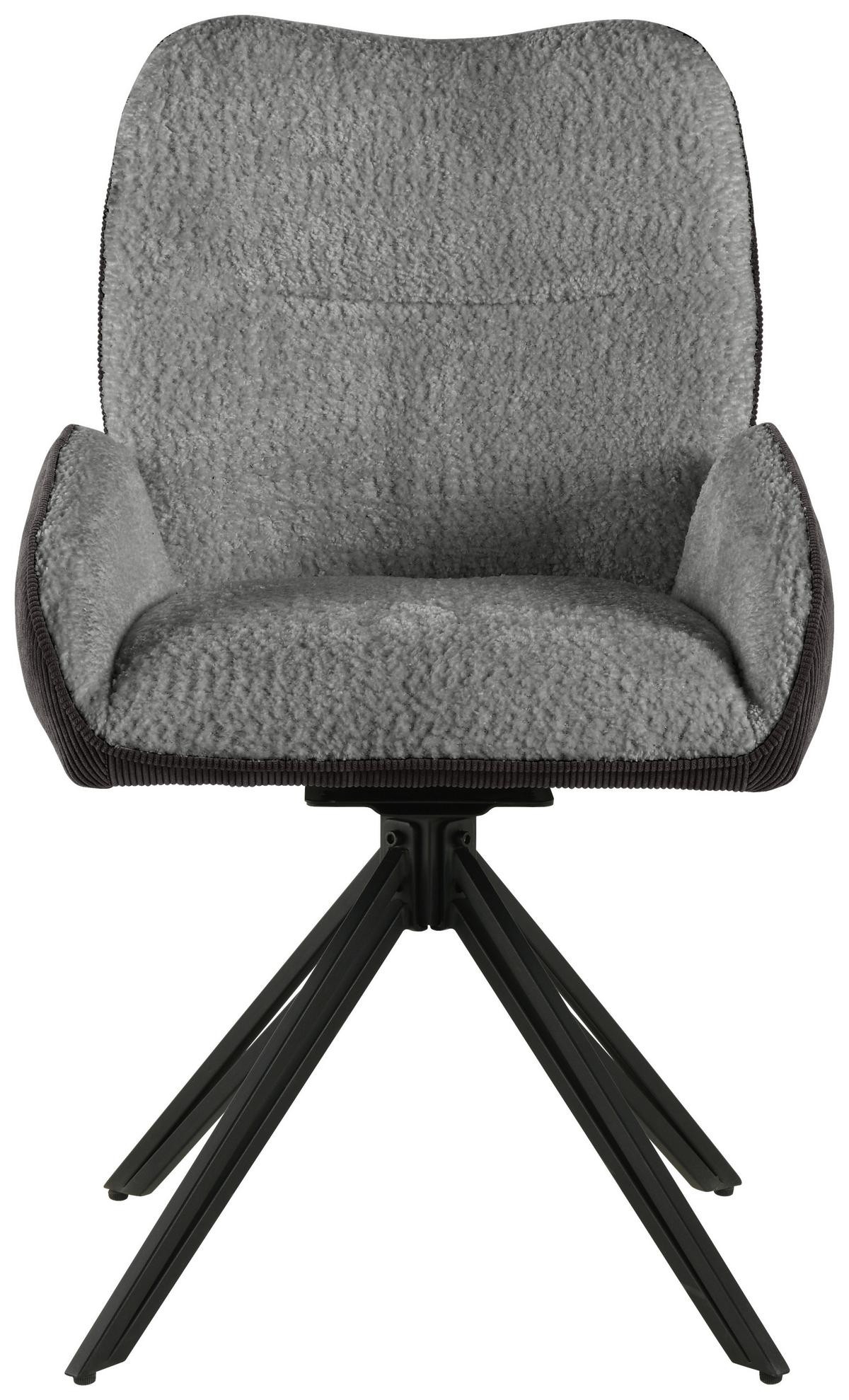 Armlehnstuhl Alessio - Schwarz/Grau, LIFESTYLE, Holz/Textil (54/87/62cm) - MID.YOU