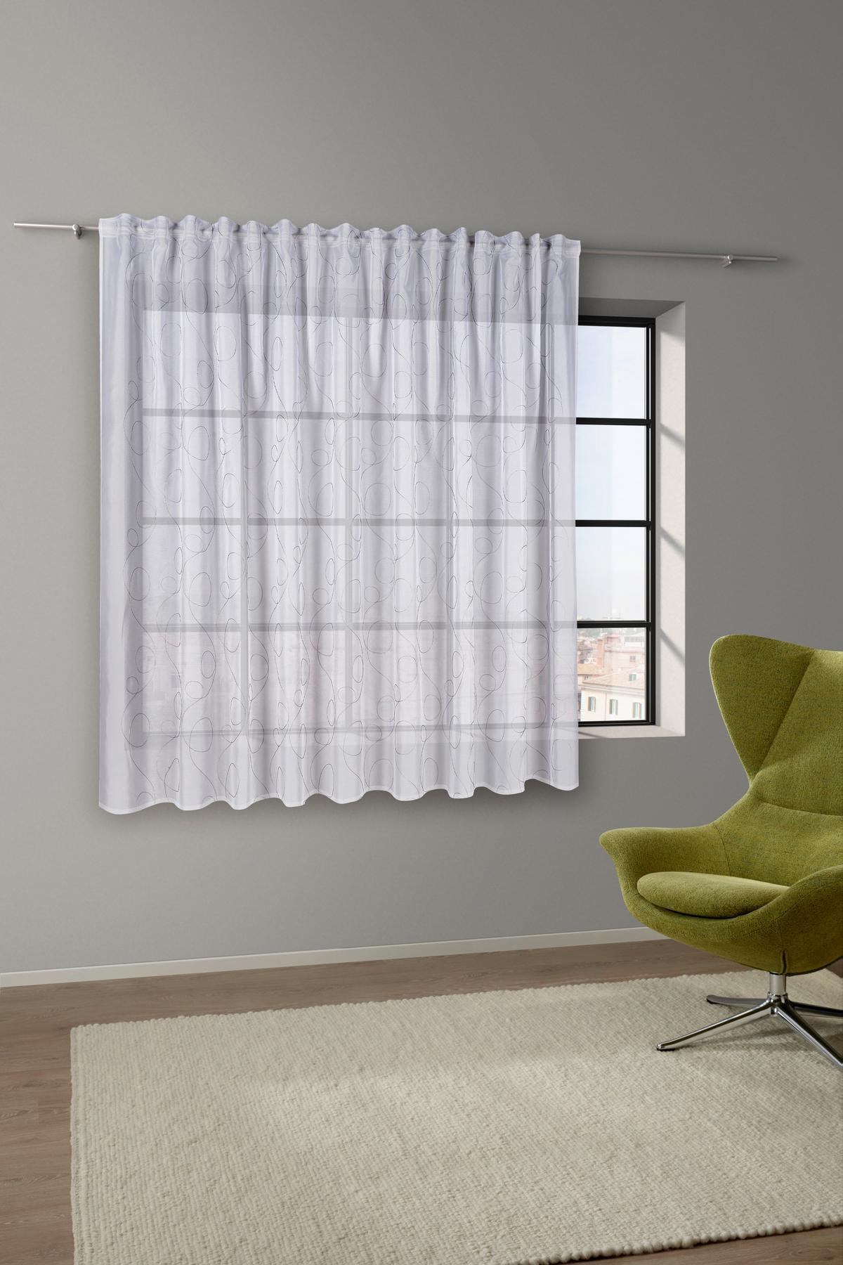 Kusová záclona Marion Store 2, 300/175cm - biela/antracitová, Modern, textil (300/175cm) - Modern Living
