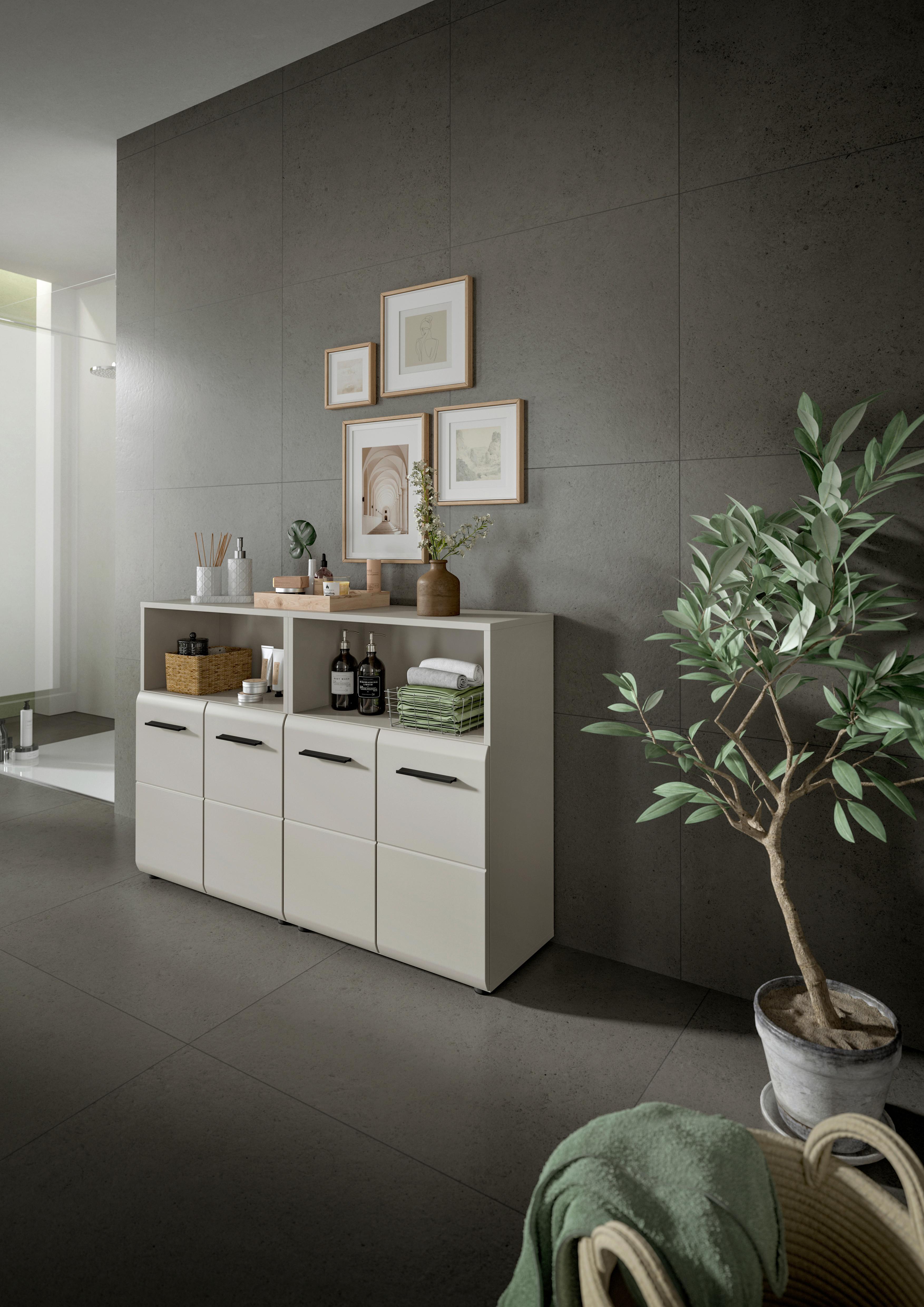 Badezimmer Ice Kaschmir B: 120cm - Kaschmir/Schwarz, Trend, Holzwerkstoff (120cm) - MID.YOU