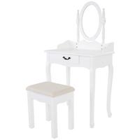 Schminktisch Sabrina Weiß B: 70 cm mit Lade + Spiegel - Weiß, ROMANTIK / LANDHAUS, Glas/Holz (70/132/40cm) - MID.YOU