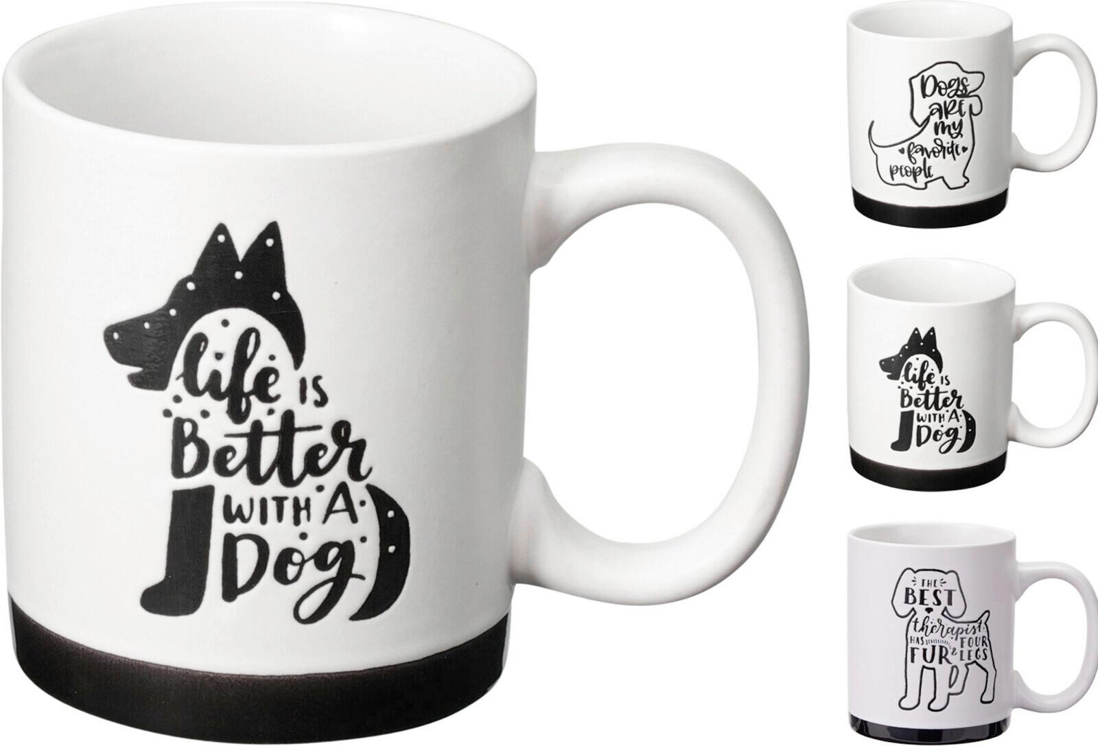 Šálka DOGSIE - biela, Basics, keramika (350ml)