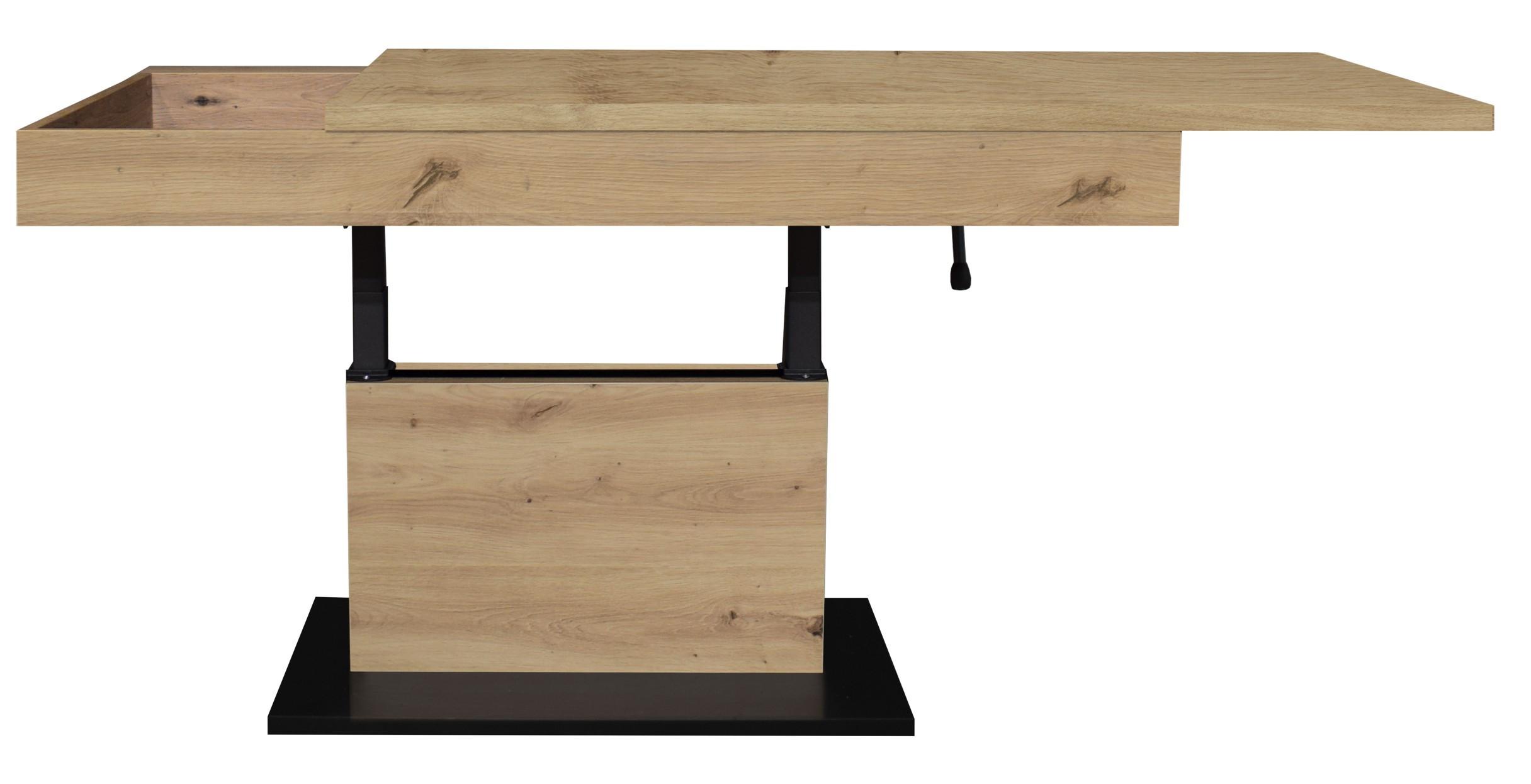 Couchtisch Lift Eiche Artisan/schwarz B: 110cm - Schwarz/Eiche Artisan, Design, Holzwerkstoff/Metall (110/58-77/60cm) - MID.YOU