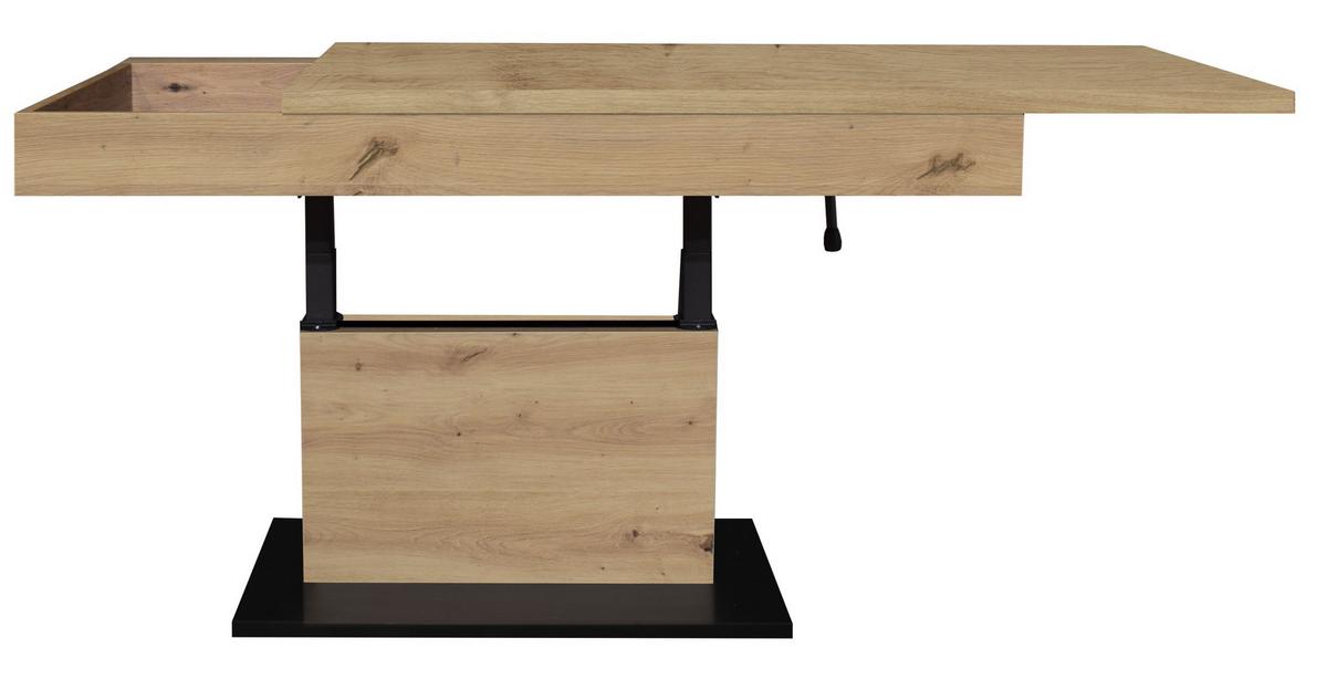 Couchtisch Lift Eiche Artisan/schwarz B: 110cm - Schwarz/Eiche Artisan, Design, Holzwerkstoff/Metall (110/58-77/60cm) - MID.YOU