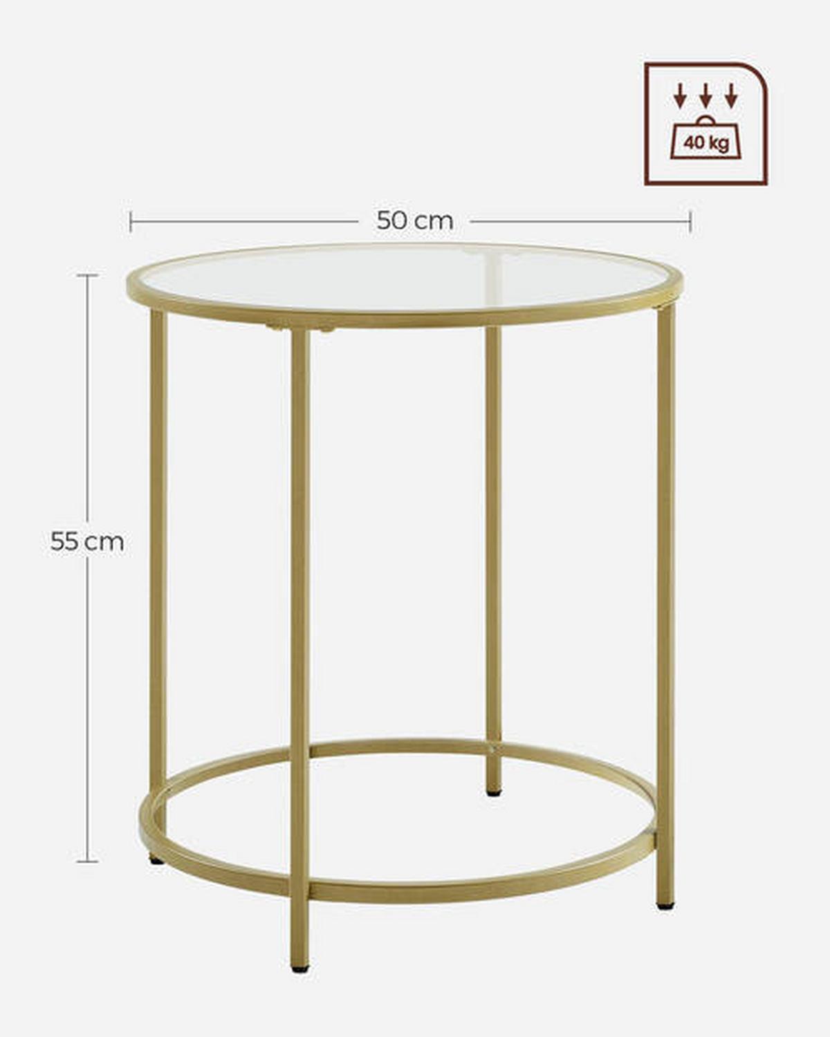 Beistelltisch Mit Glasplatte Goldfarben - Goldfarben, Trend, Glas/Metall (50/50/55cm) - Boxxx