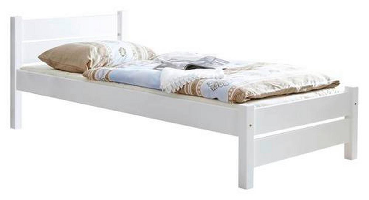 Massivholzbett 90x200 Bora, Kiefer/Weiß - Weiß, Natur, Holz (90/200cm) - MID.YOU
