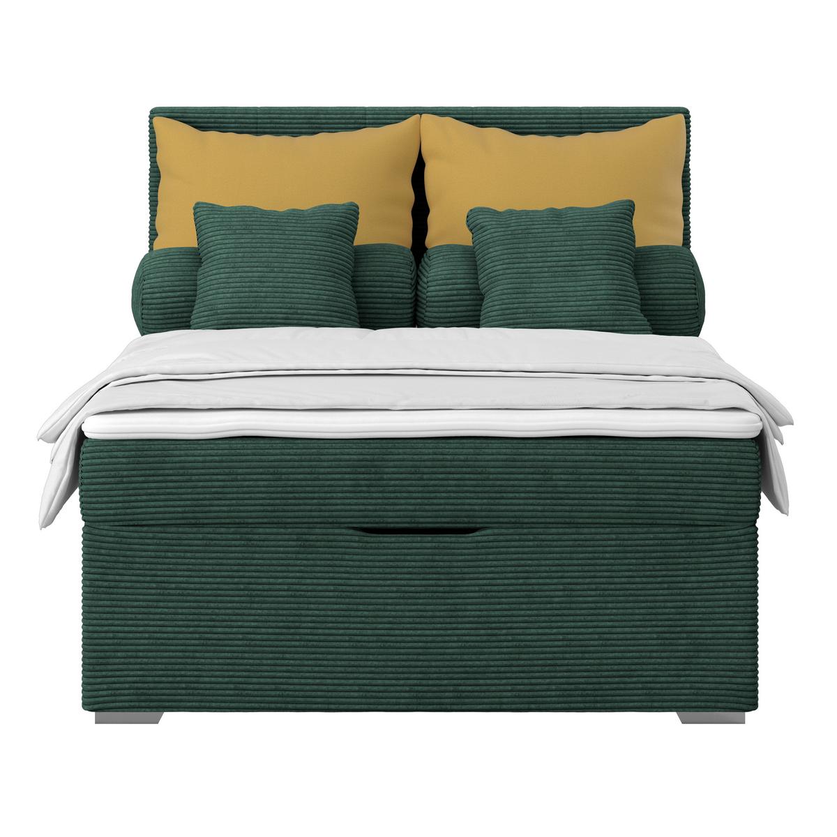 Kárpitozott Ágy Adria 140/200cm - sötétzöld, Konventionell, textil/fa (140/200cm)