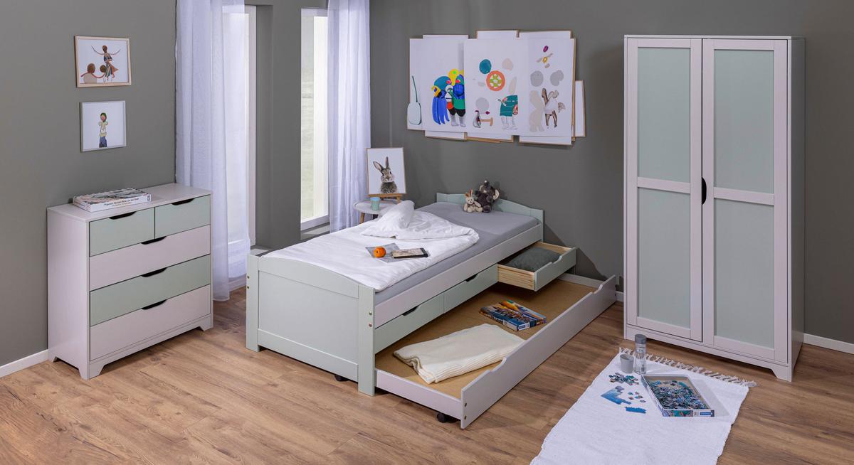 Kommode 120cm Prati, Pastellgrün/salbeigrün/weiß - Salbeigrün/Pastellgrün, Design, Holz (82/92/41cm) - Livetastic