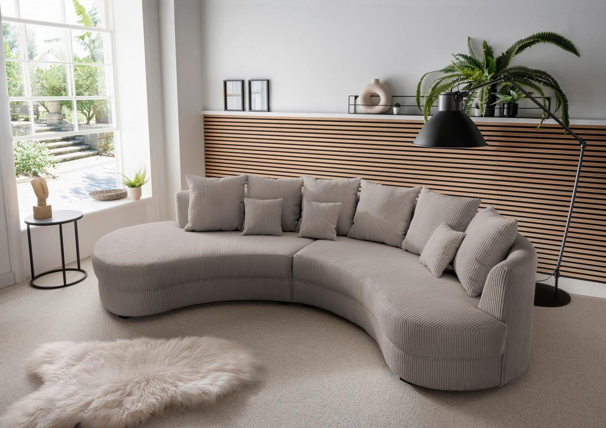 Wohnlandschaft Limoncello Graubraun S: 160/300 Cm - Graubraun/Schwarz, Design, Textil (160/300cm) - Livetastic