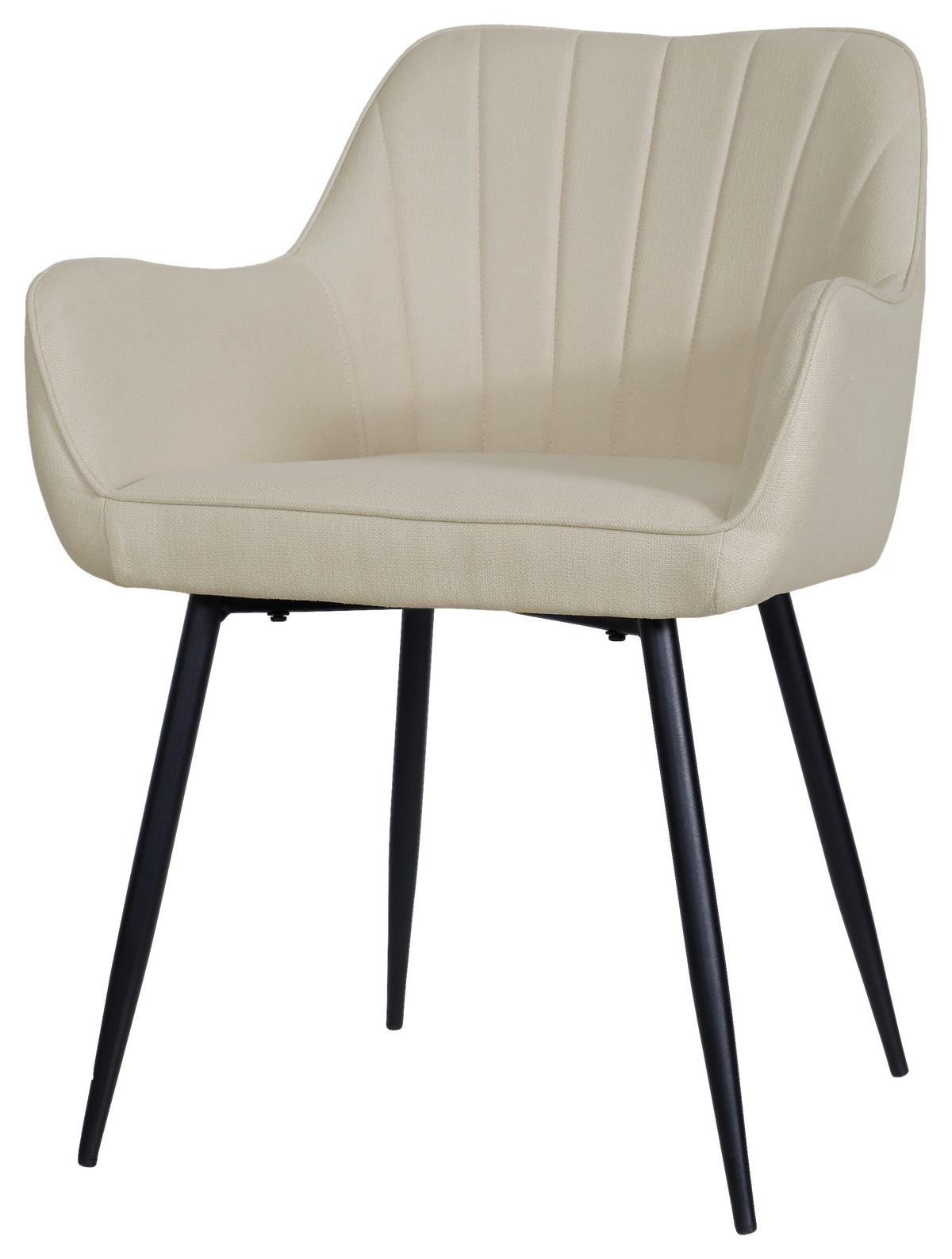 Armlehnstuhl Anna Beige Echtholz Beine - Beige/Schwarz, MODERN, Holz/Textil (57/79/58cm) - MID.YOU