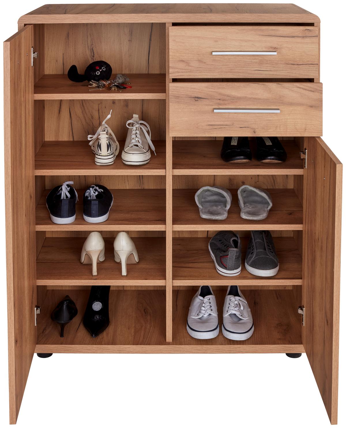 Schuhschrank Fontana Kraft Eiche Dekor B: 89,2 Cm - Eichefarben/Schwarz, MODERN, Holzwerkstoff (89,2/111/40cm)