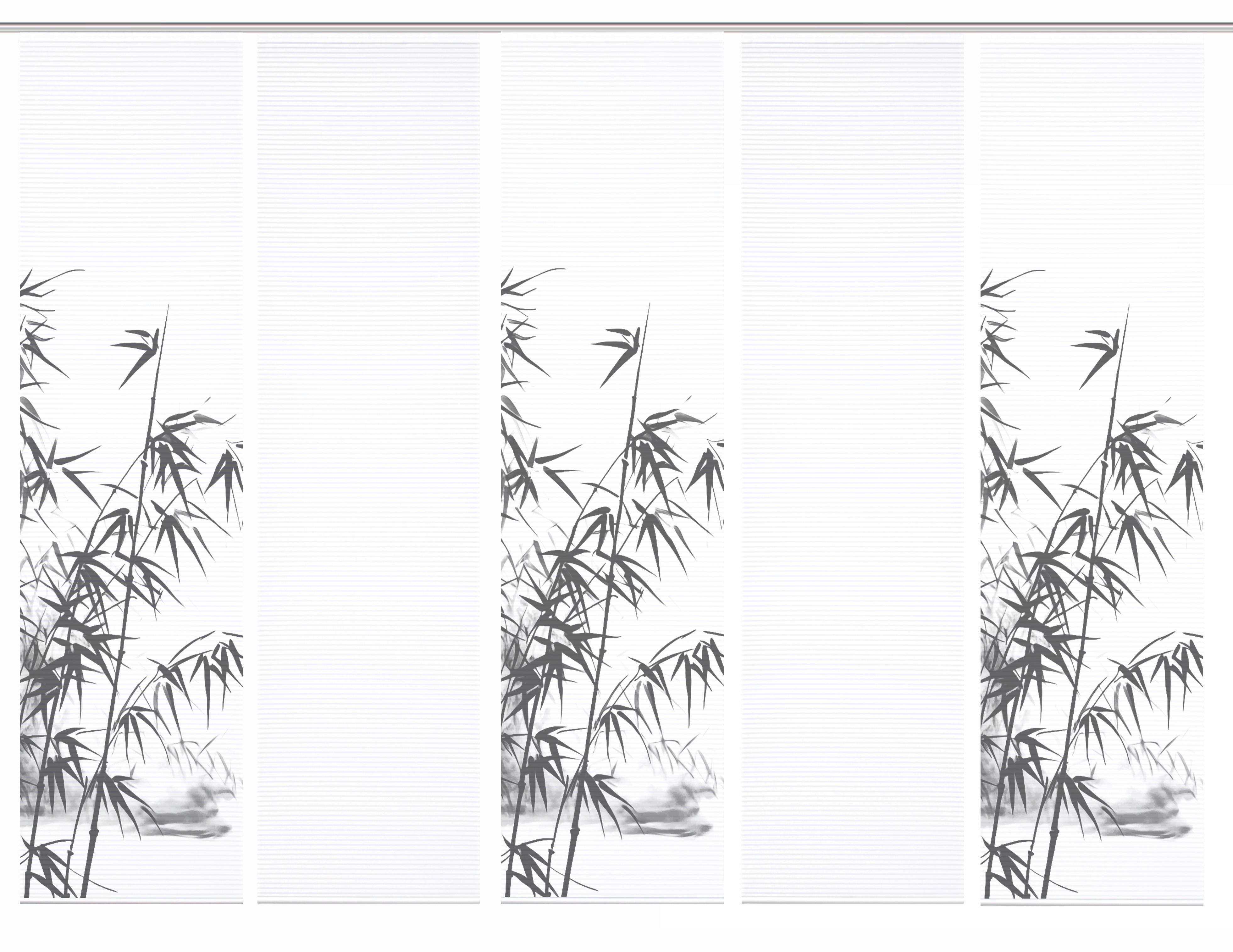 Flächenvorhang Rufus 5er Set - Grau Hochglanz/Weiß, Natur, Textil (60/245cm)